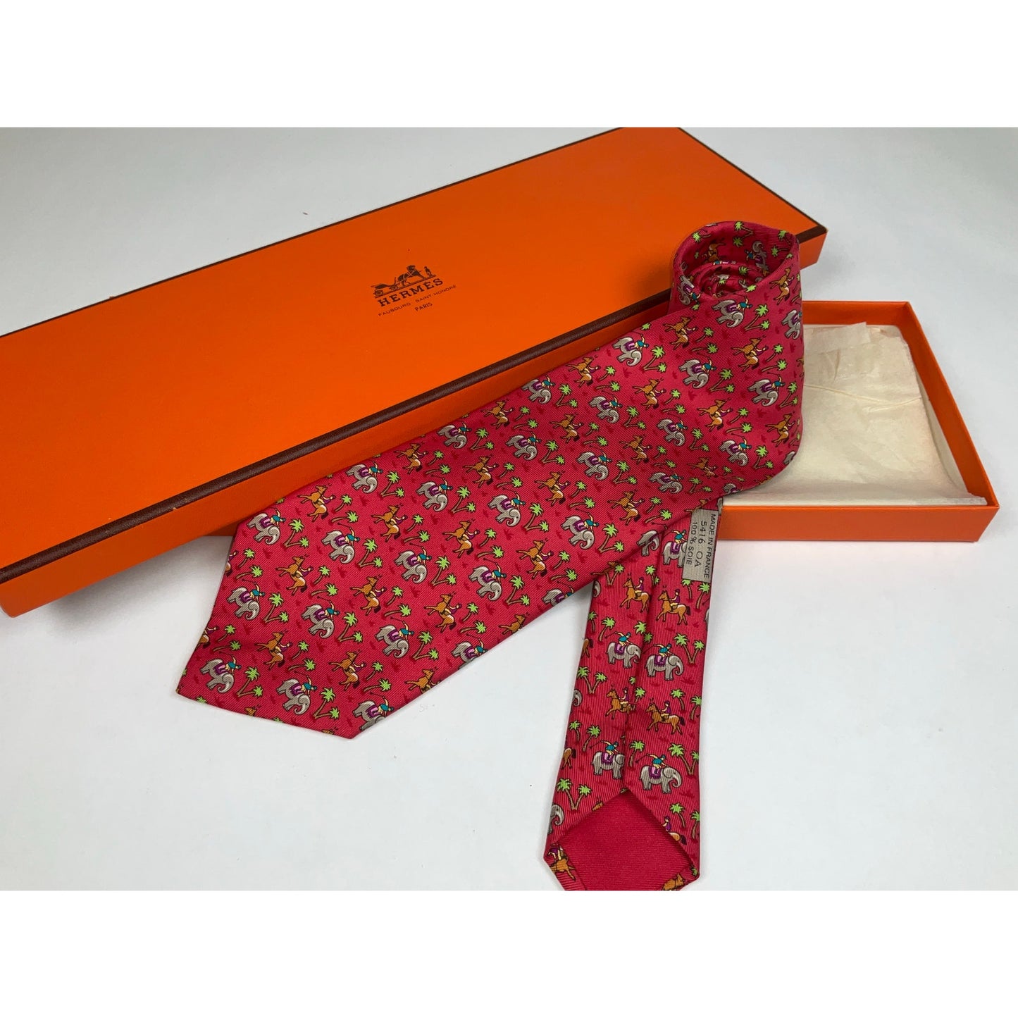 Men’s Hermès Elephant & Horse Polo Tie REF: 5416 OA | No Box