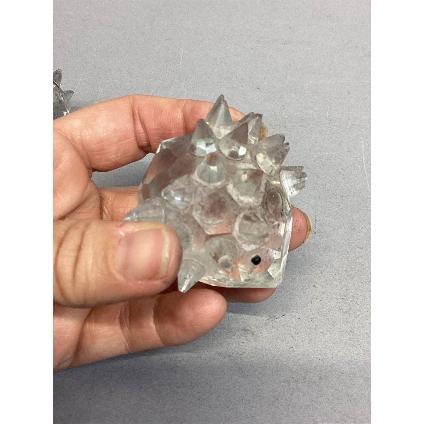 Set Of 4 Glass Porcupine Family Figurines - 2 Are Damaged