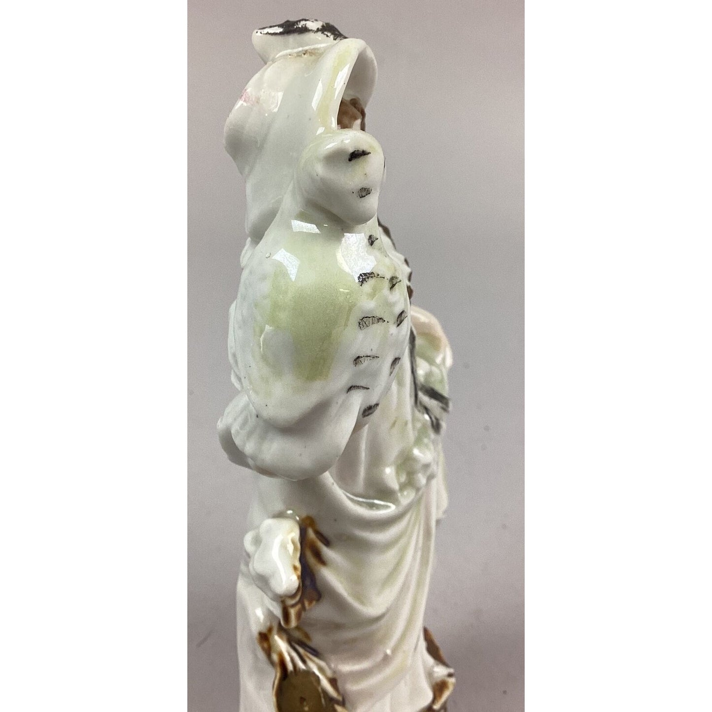 Vintage Porcelain Figurine Of A Lady Holding A Cat - 8”H
