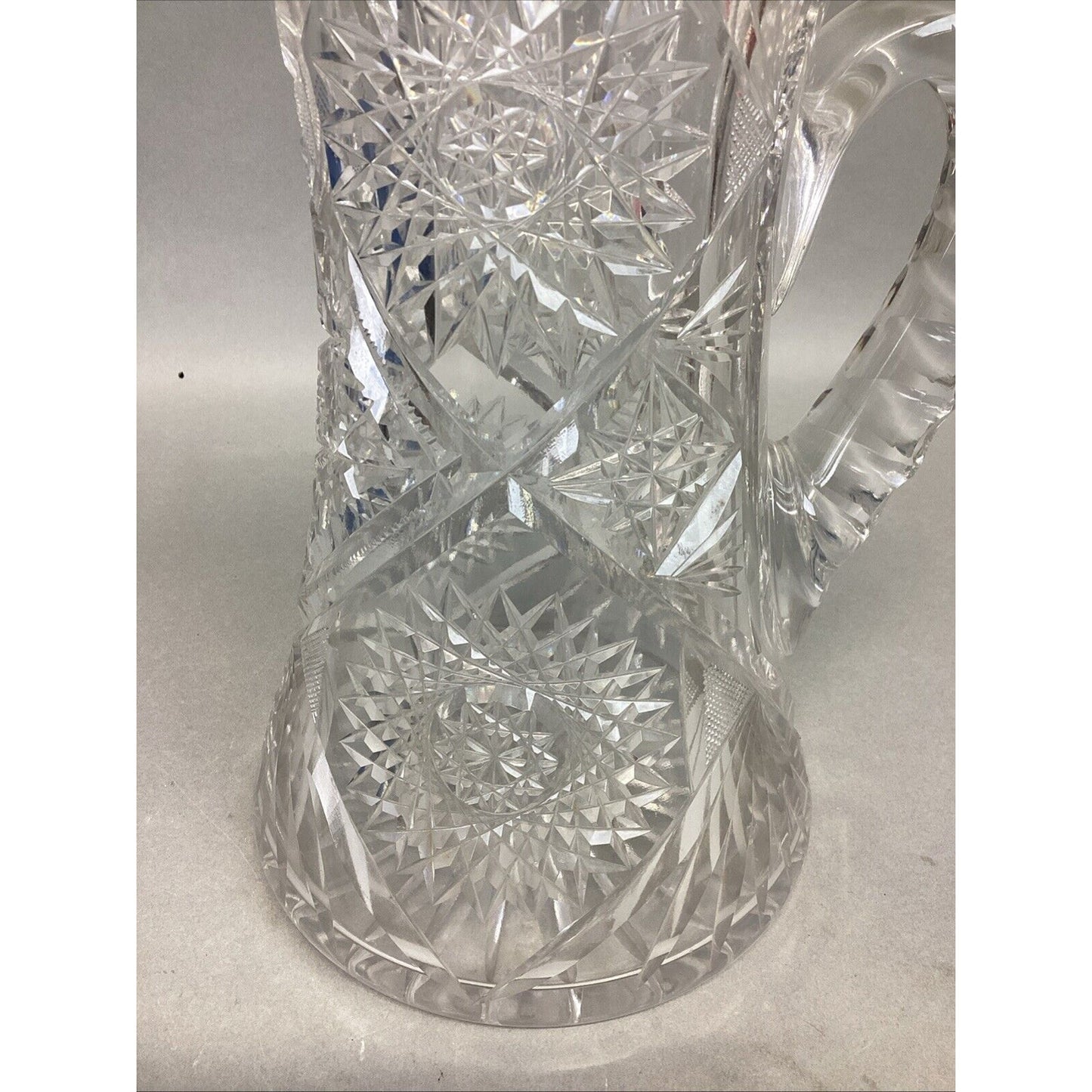 Vintage Decorative American Cut Glass Pitcher - 10”