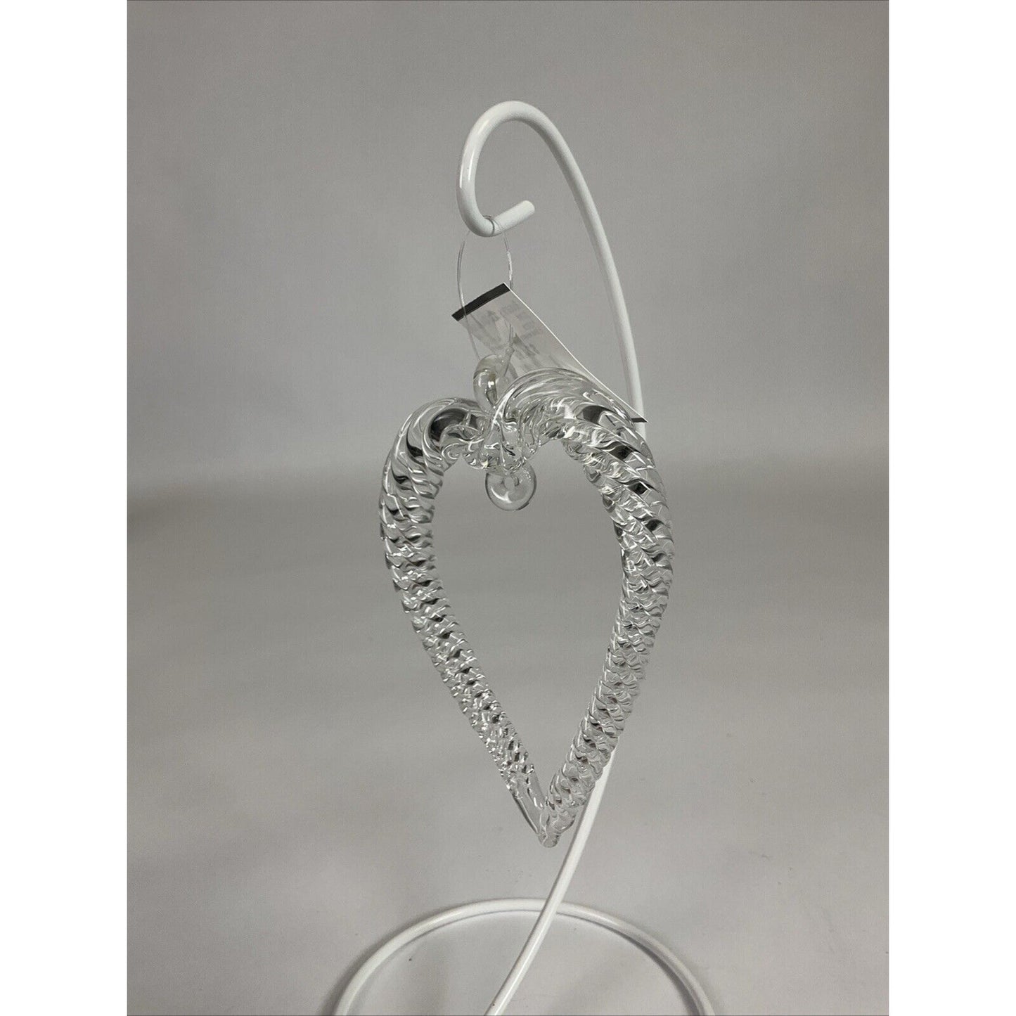 Clear Hearts Crystal Ridged Glass Heart Christmas Ornaments