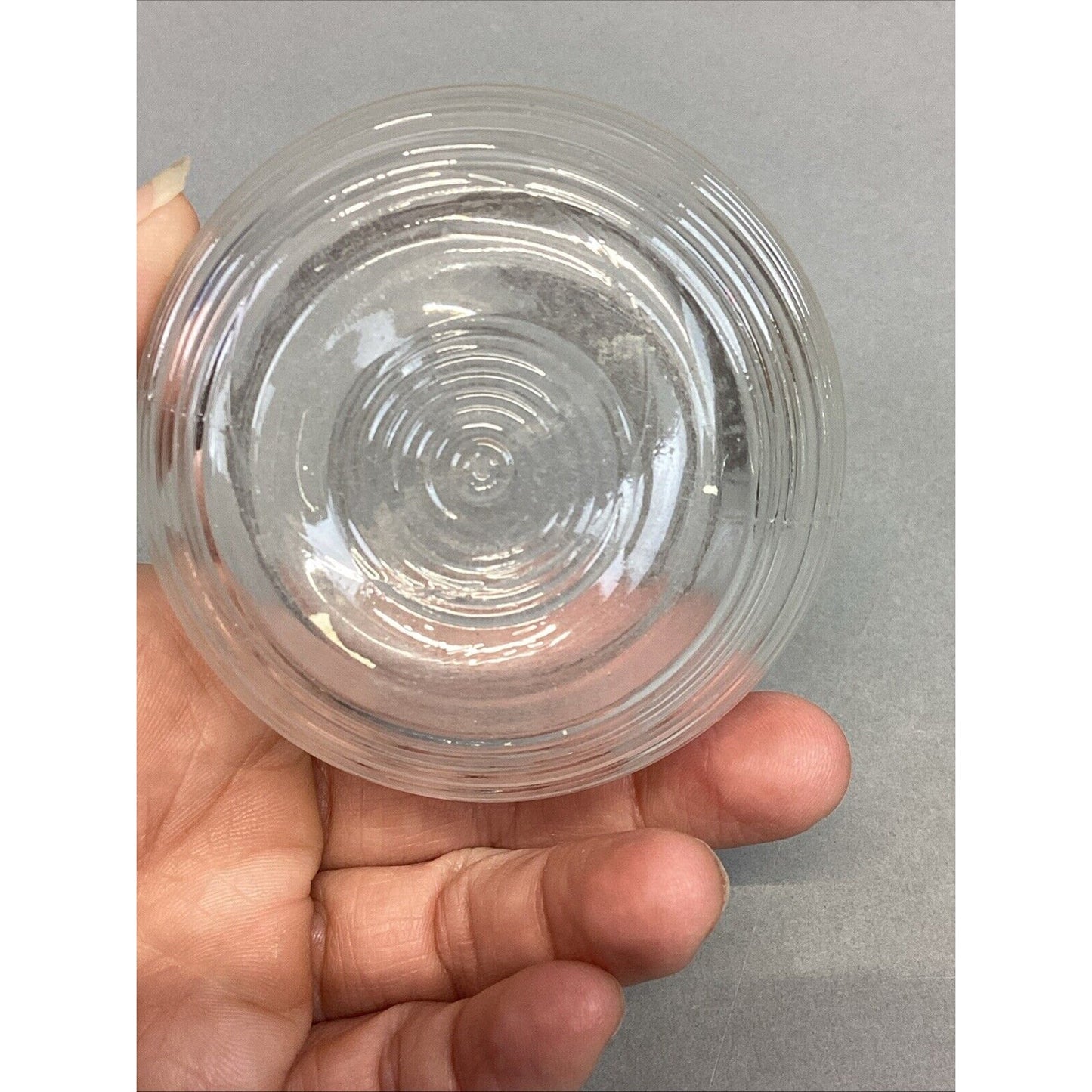 Vintage Clear Depression Glass Small Ribbed Bee Hive Vase With Chain - 3”
