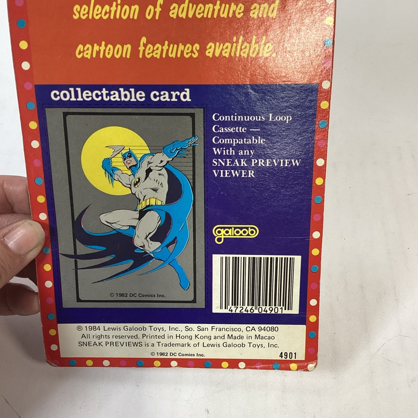 1984 Vintage Galoob Toys, Sneak Previews Cassette Batman Motion Pictures, Reel