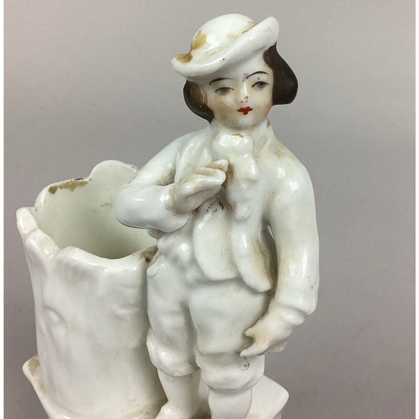 Antique Porcelain Figurine And Bud Vase