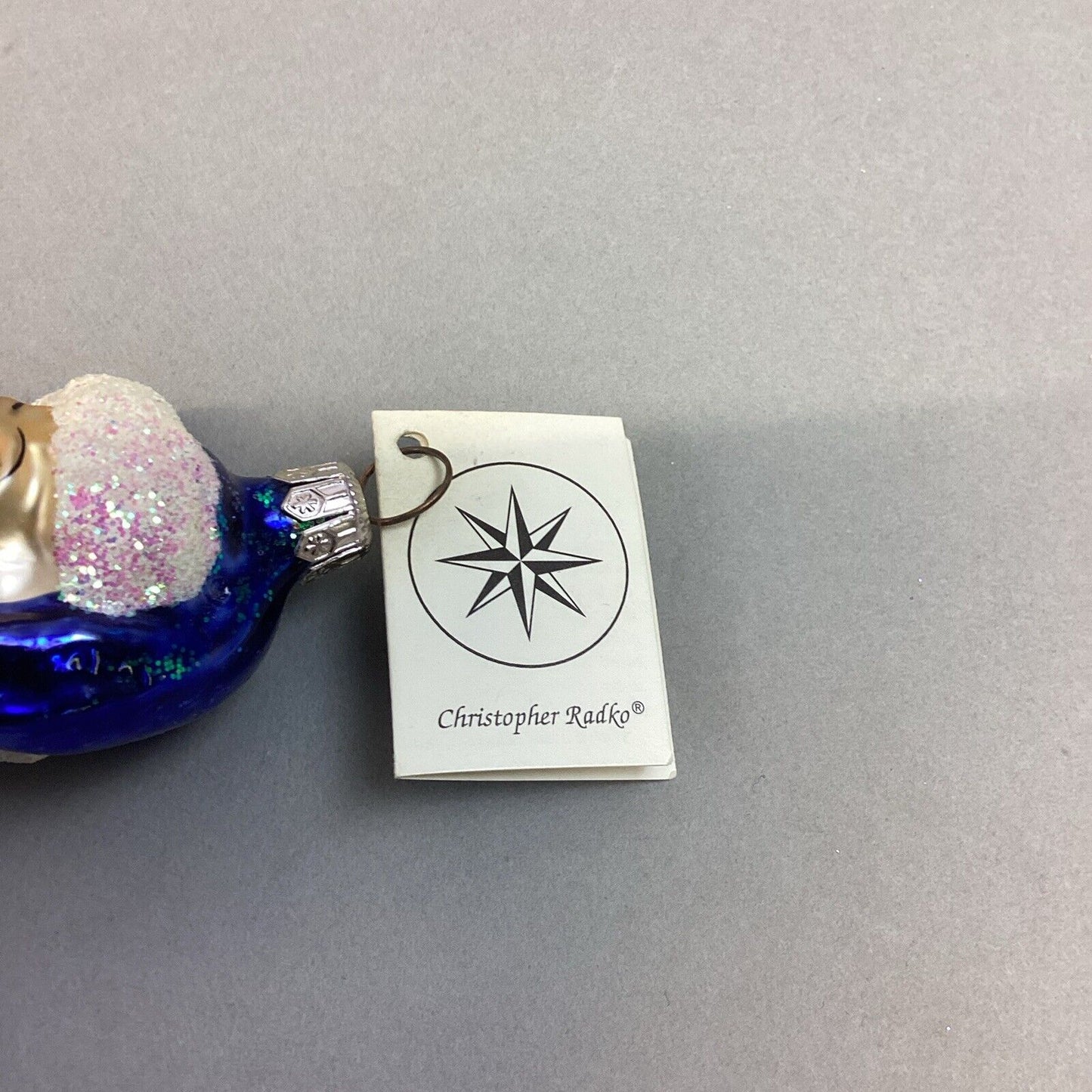 Christopher Radko Sapphire Santa Claus Glass Christmas Ornament With Tag - 7”