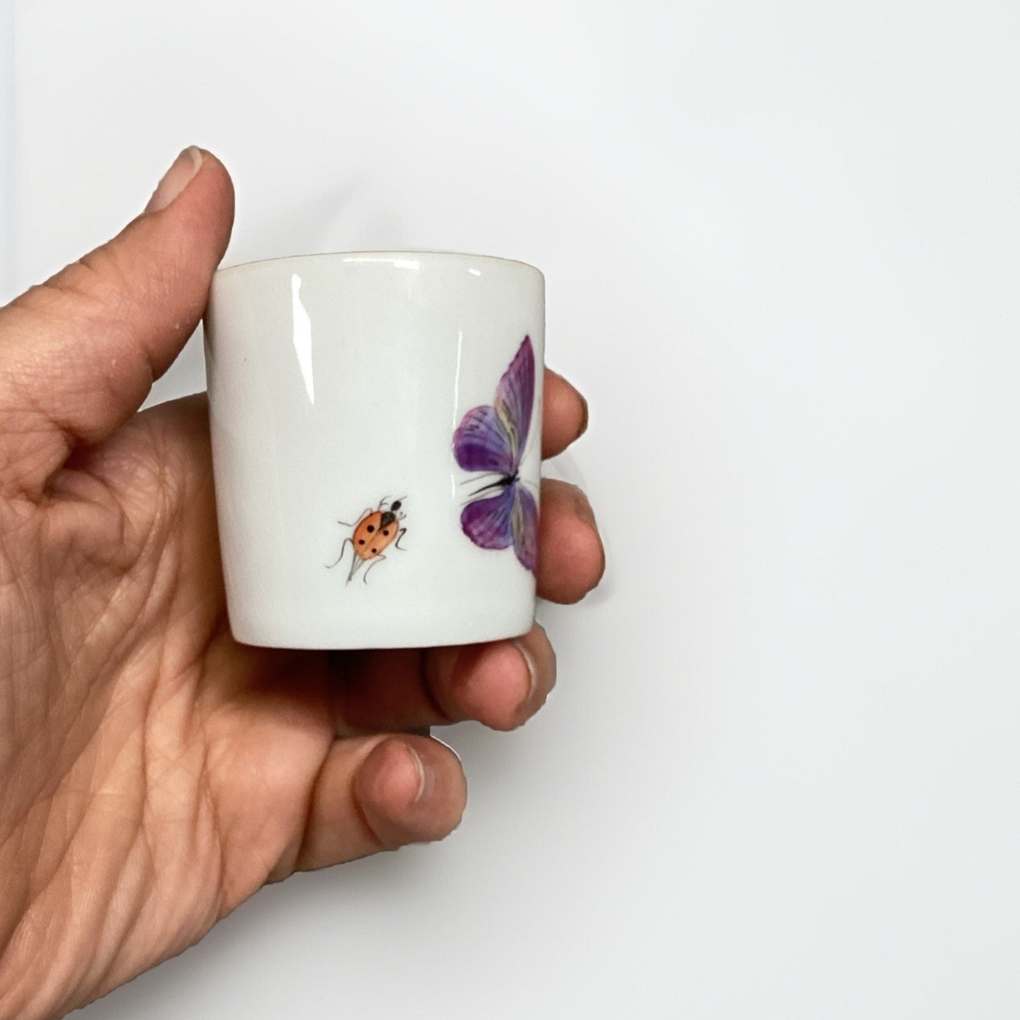 Limoges France Butterfly Porcelain Toothpick Holder Trinket Dish - 2”H