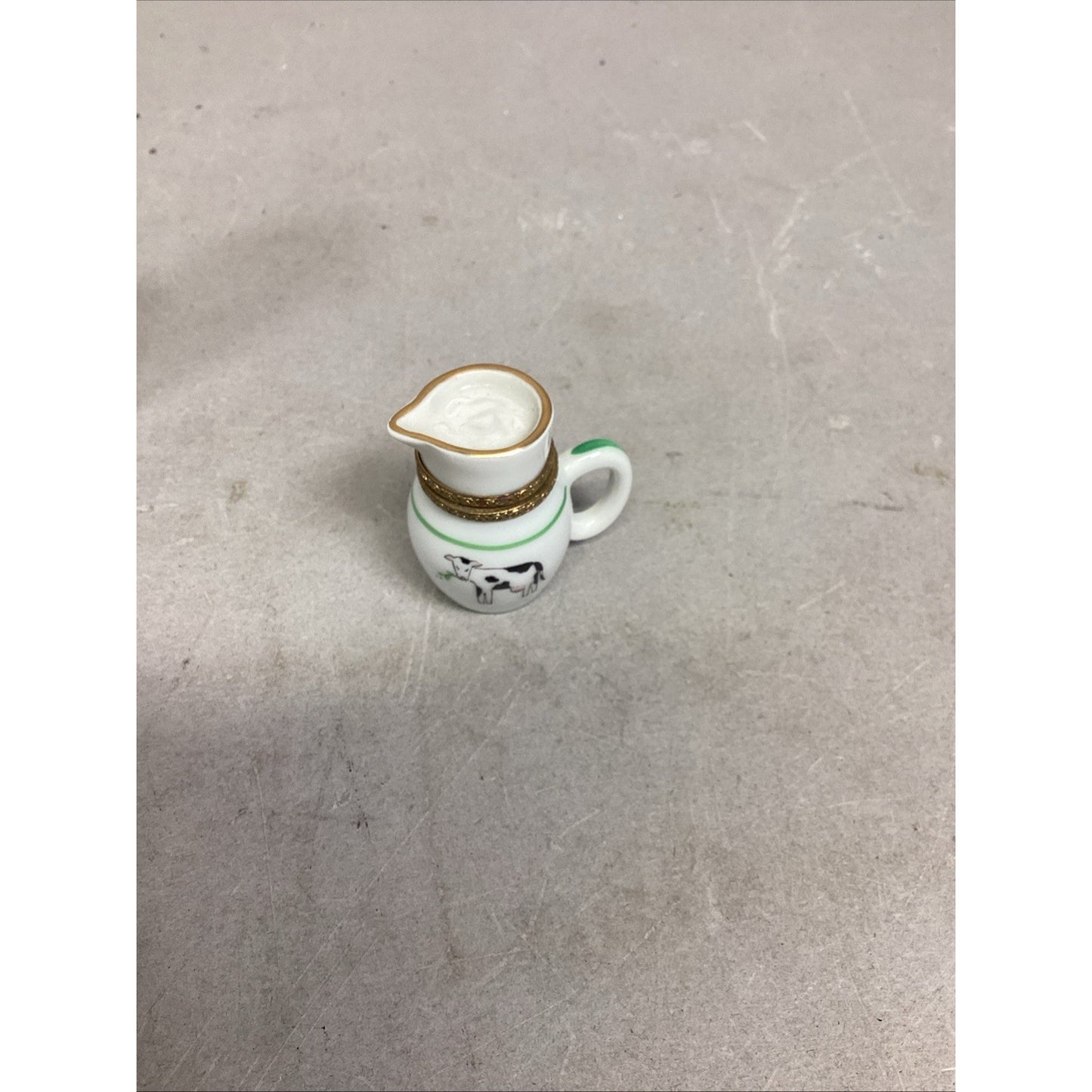 Wedgwood Embossed Queen's Ware Mini Pitcher & Limoges Cow Trinket Jug Figurine