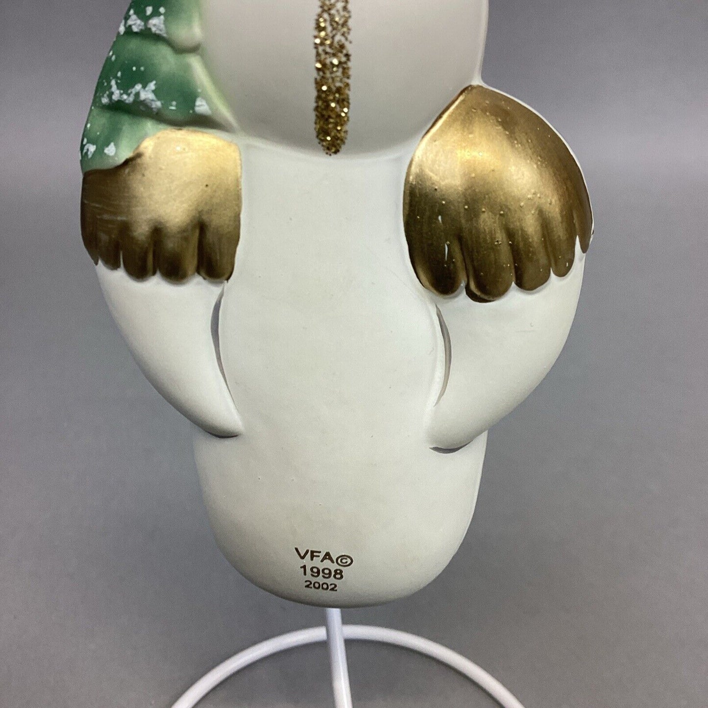 Old World Indigo Bunting, VFA Snowman & Small White Glitter Heart Ornaments