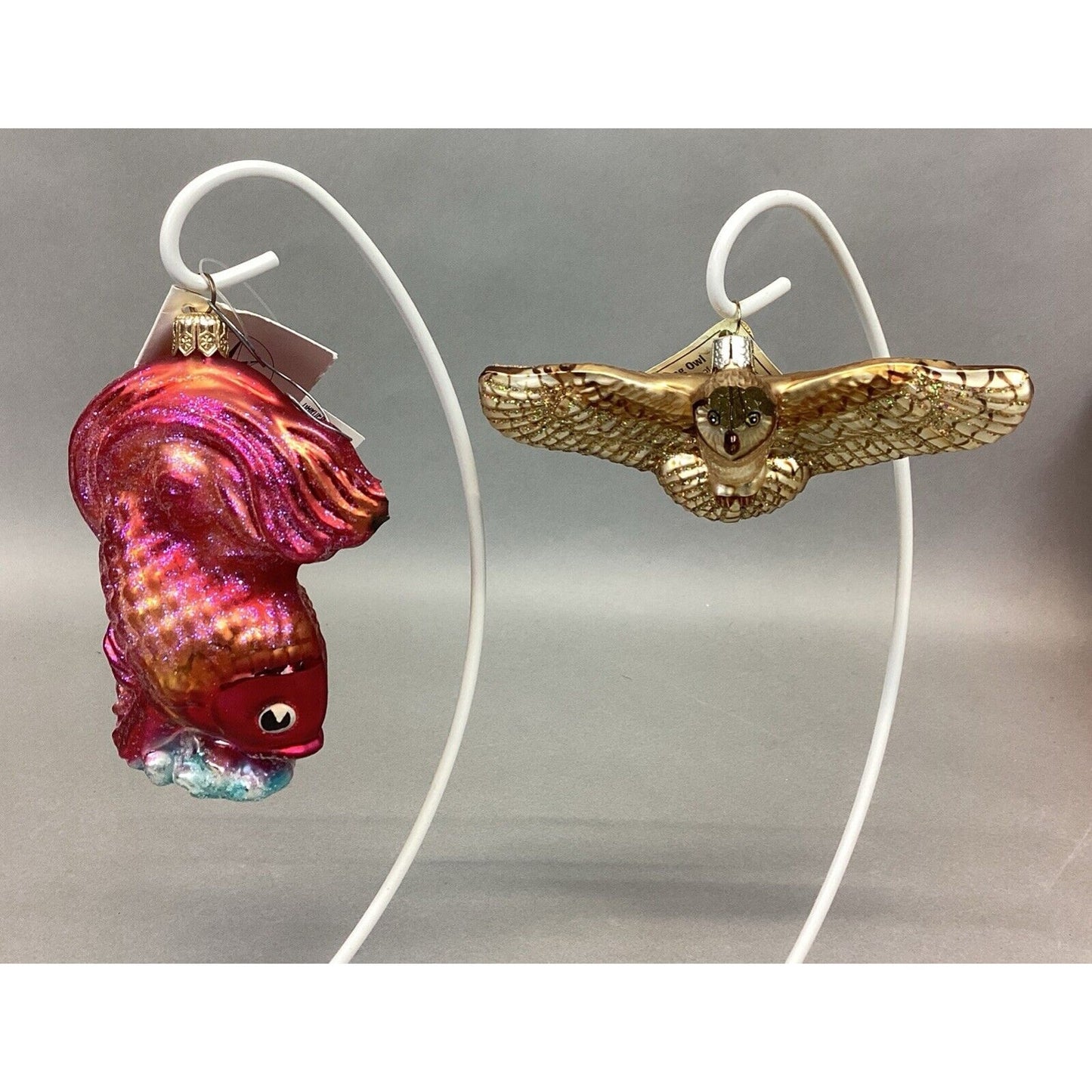 Radko Fantail And Old World Christmas Flying Owl - Damaged - With Tags