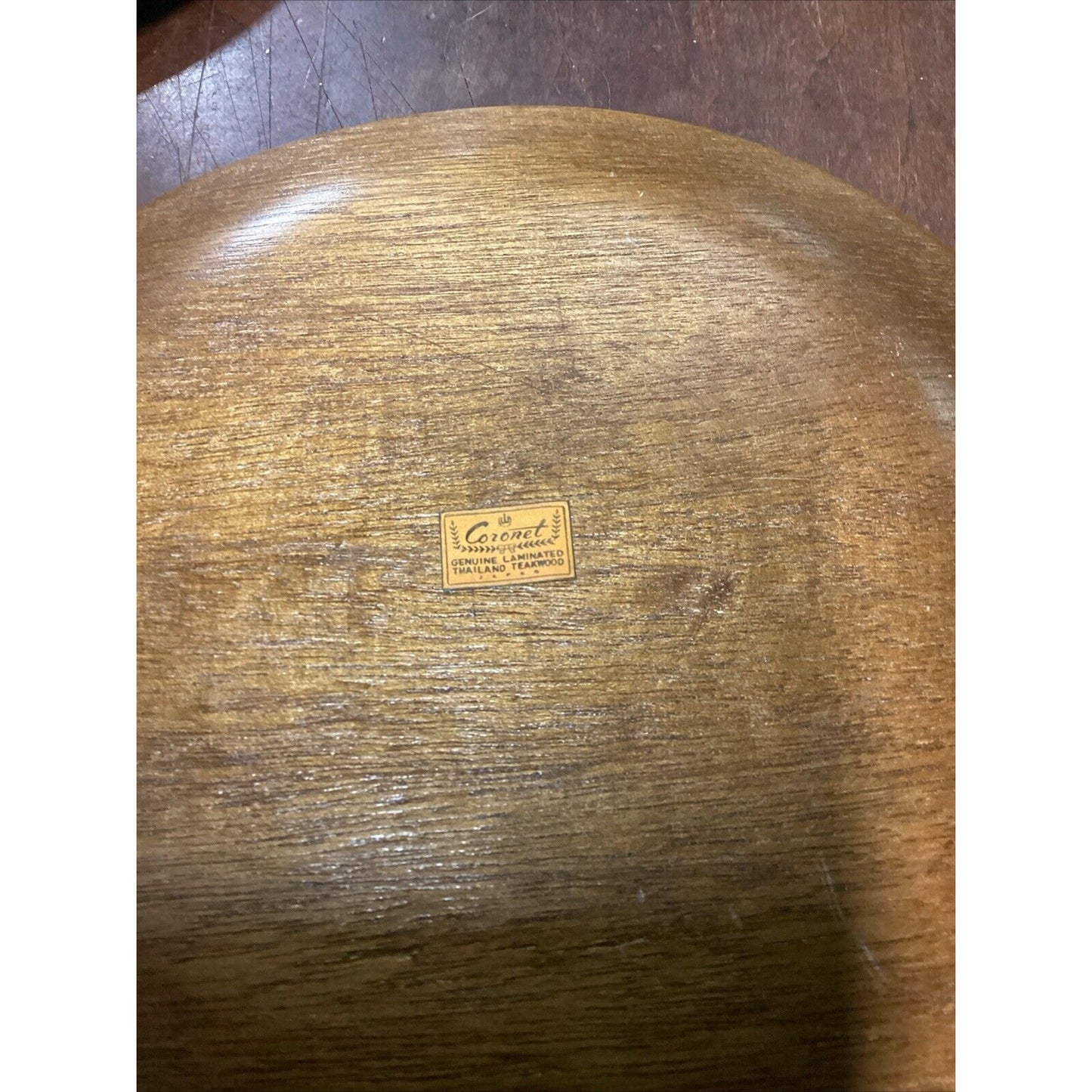 Set Of 3 Coronet Genuine Laminated Thailand Teakwood Plates - 8”D