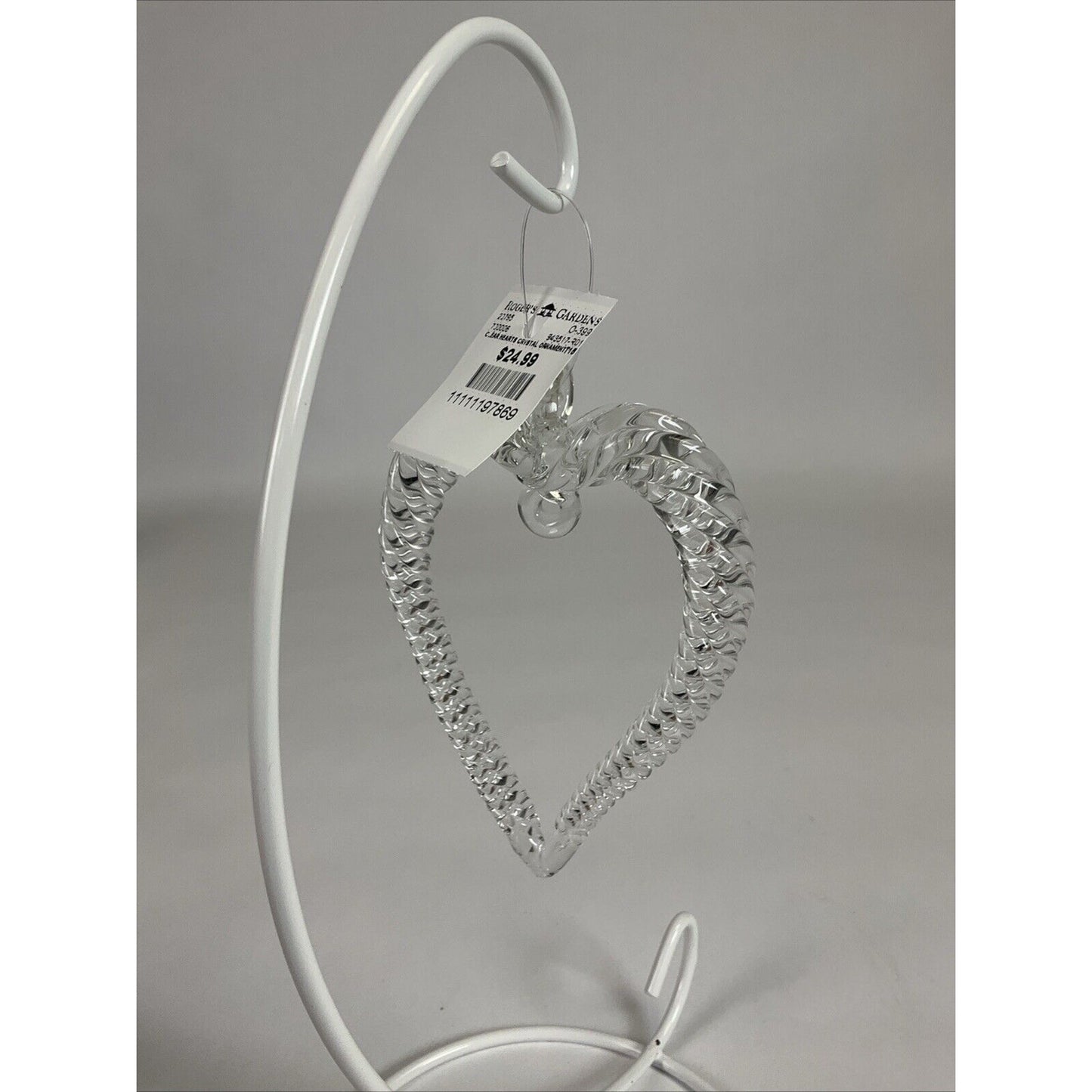 Clear Hearts Crystal Ridged Glass Heart Christmas Ornaments