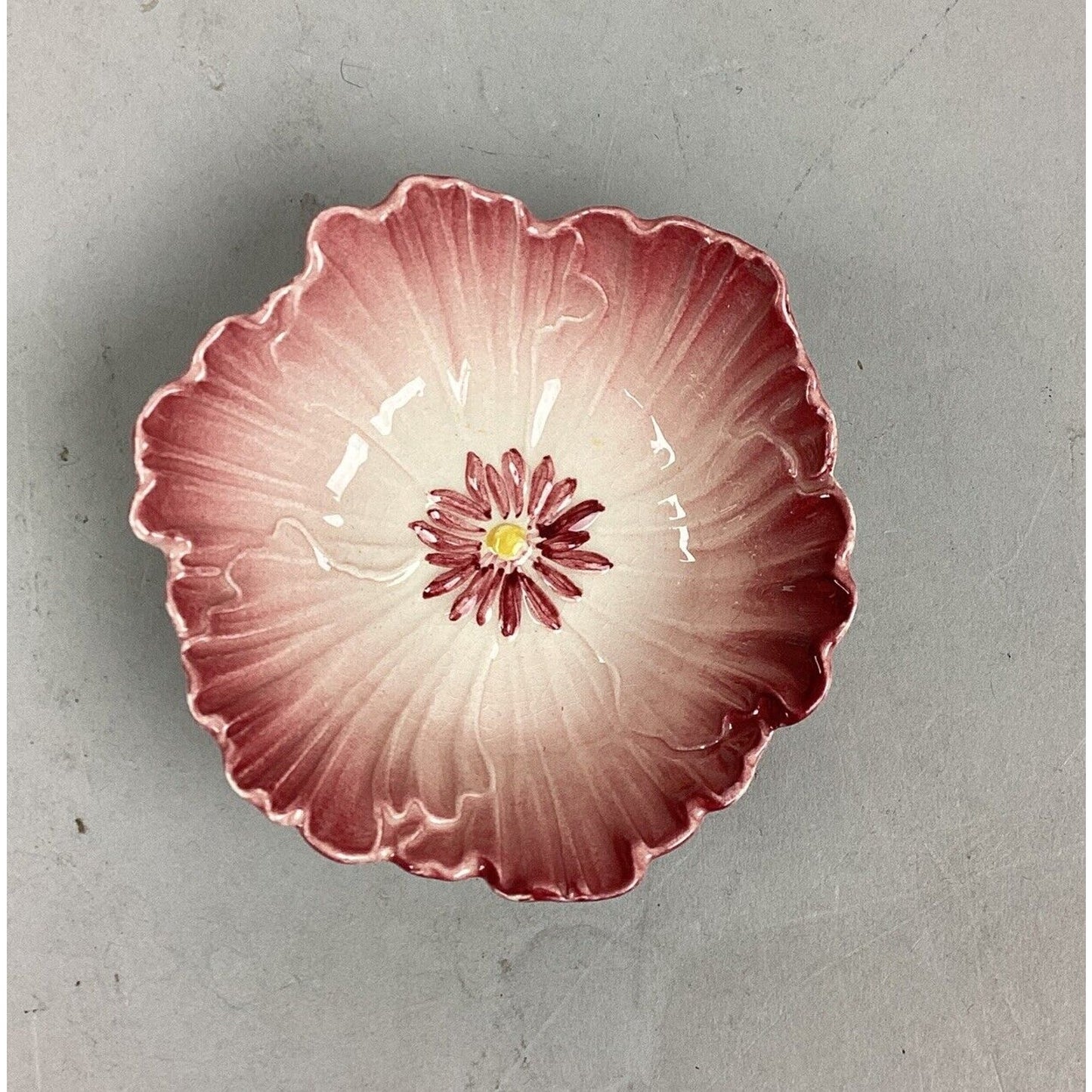 Floral Pink Trinket Dish - Made In England - 1.25”x3”