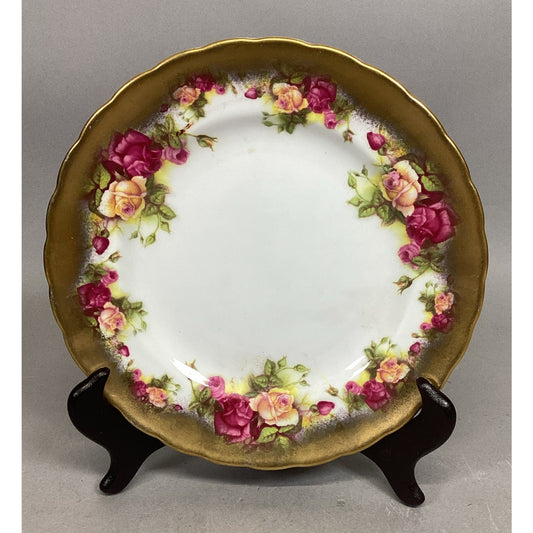 Royal Chelsea ‘Golden Rose’ Plate - Bone China - 8”D - Made In England