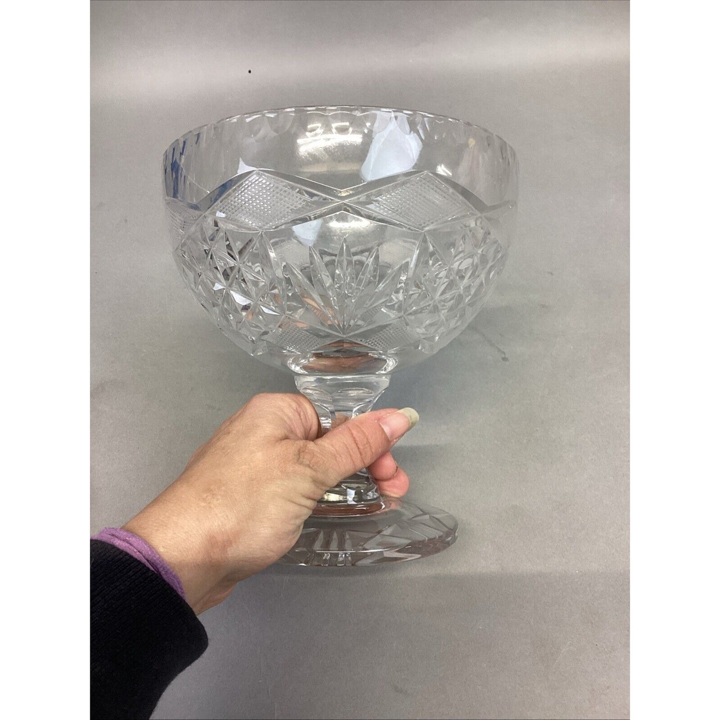 Vintage Decorative Cut Glass Pedestal Dome Lid Candy Nut Dish - 12”H