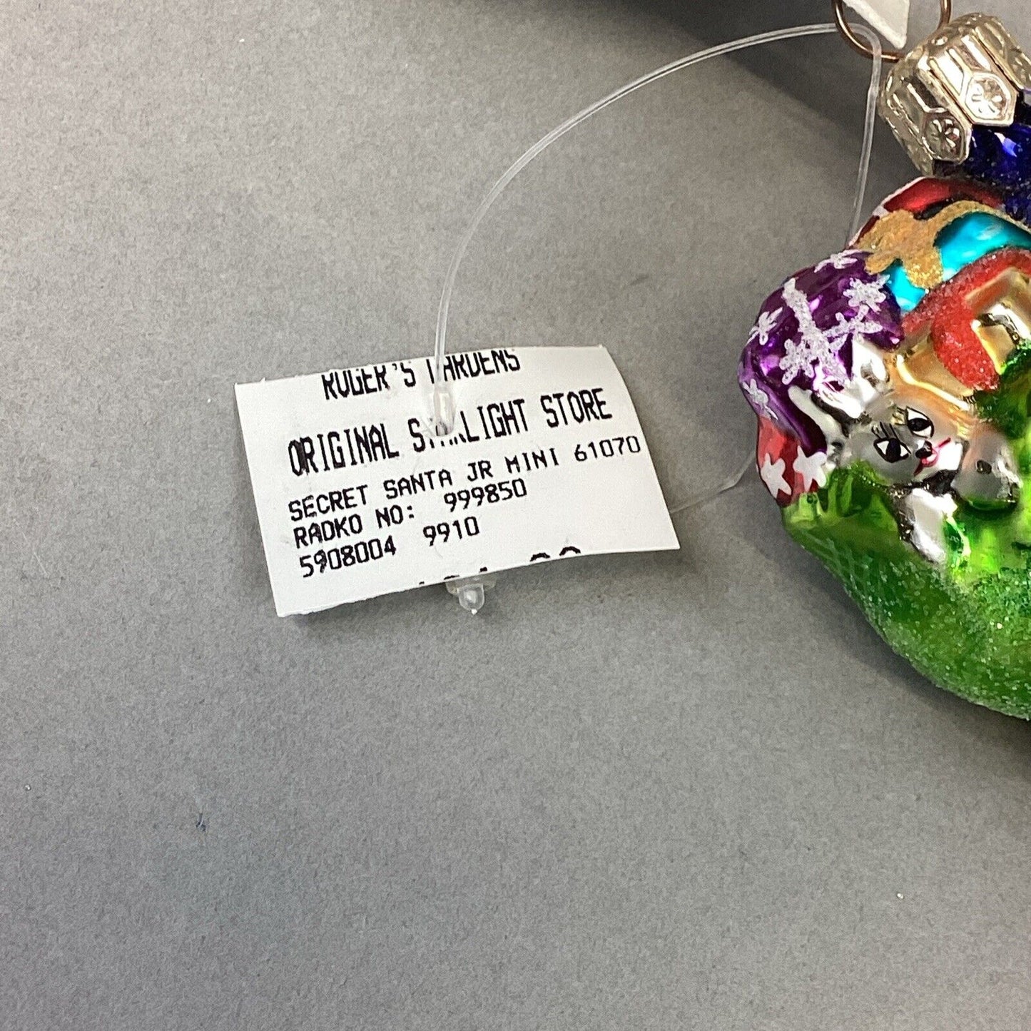 Christopher Radko 1999 Secret Santa Jr. Glitter Blue Santa W/ Tags - #999850