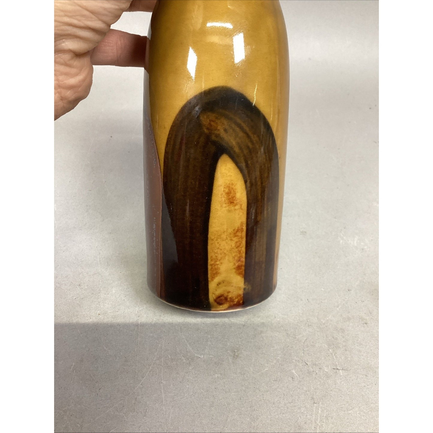 Vintage Stoneware Pottery Gloss Glazed Vase - 7.25”H
