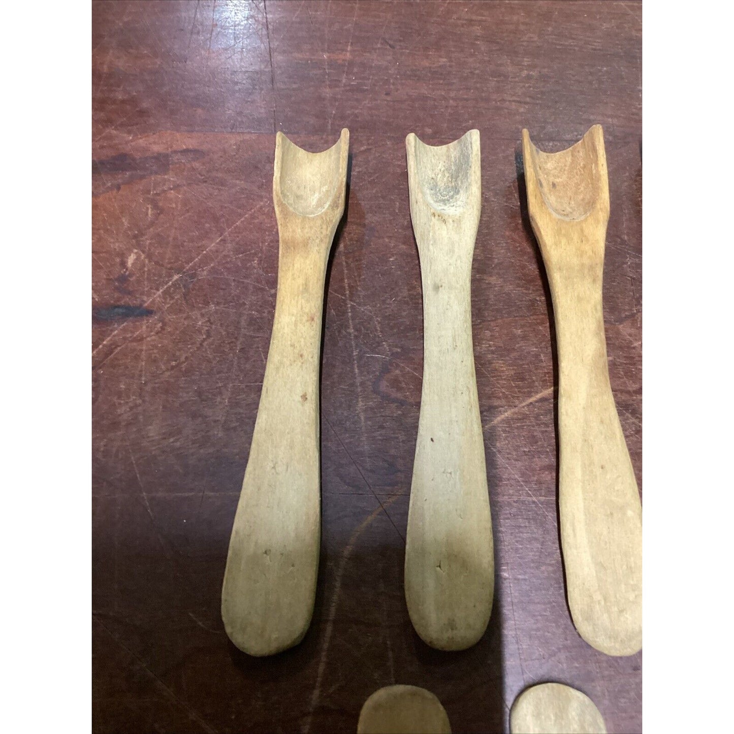 Lot Of 8 Handmade Wood Utensils - Spoons Spatulas