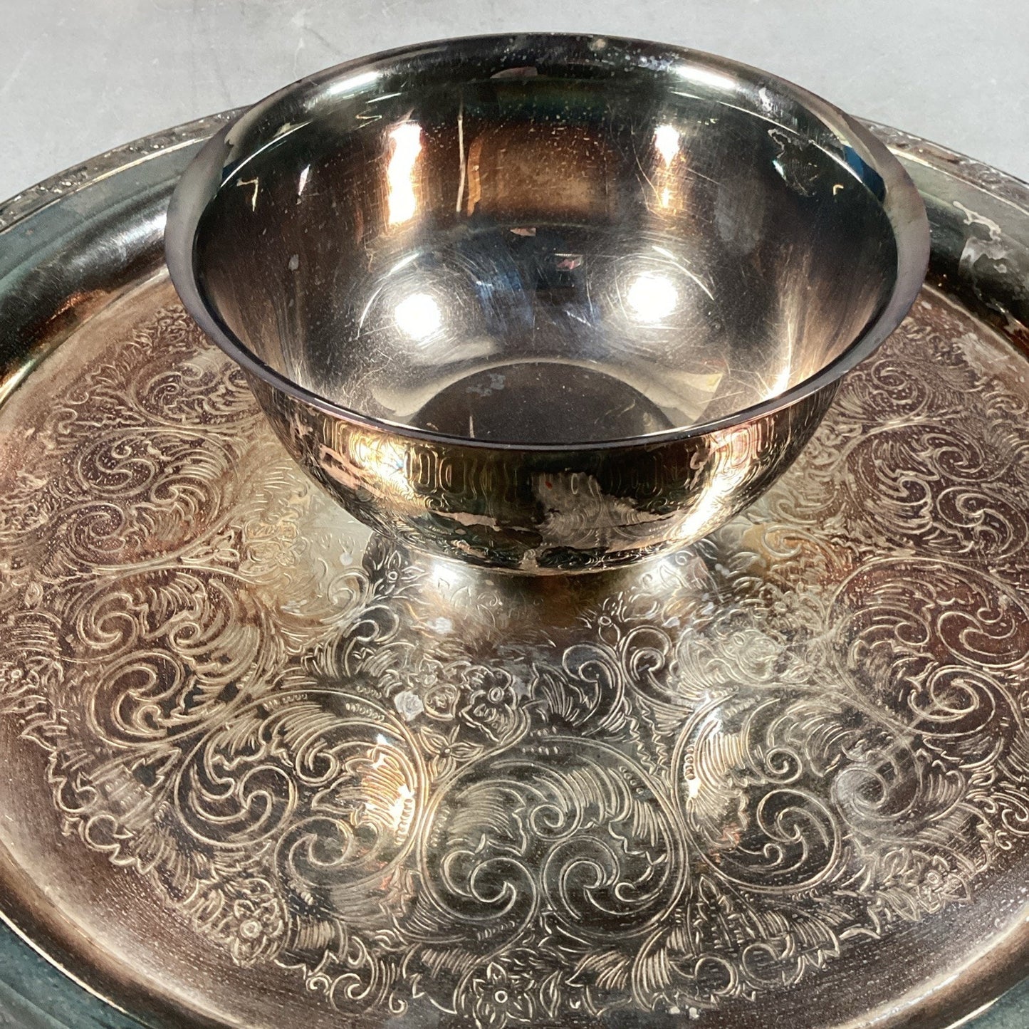 Set Of Vintage Silver Plated Serving Dishes Trays