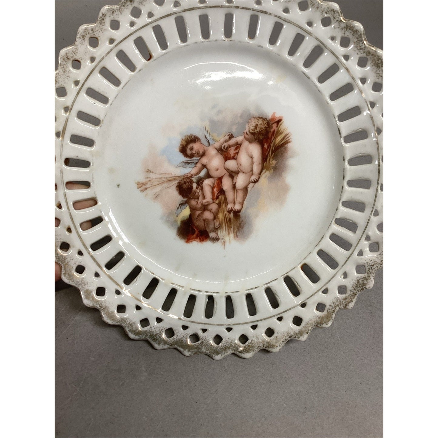 Set Of 3 Antique Cherub Scenes Decorative Plates - Circa 1900 - 7”D