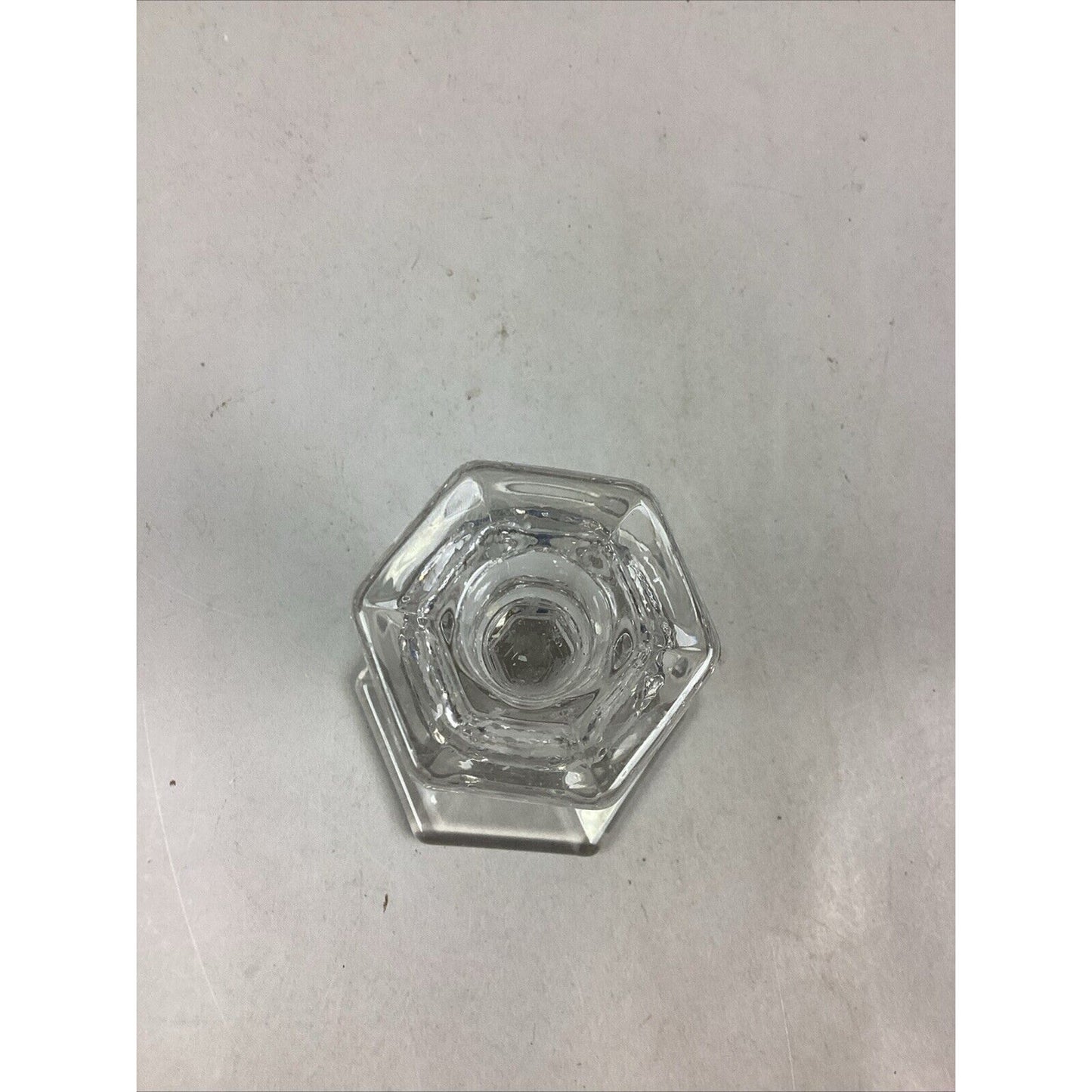 Elegant Clear Glass Candle Holder With Hexagon Base - 8”H