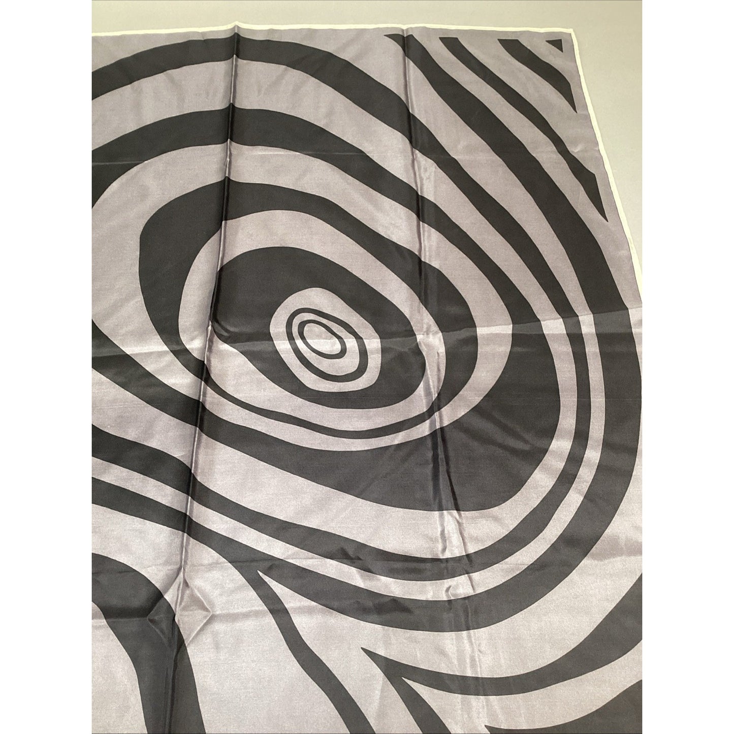 Perry Ellis Gray Black Swirl Square Silk Scarf - 31x31”