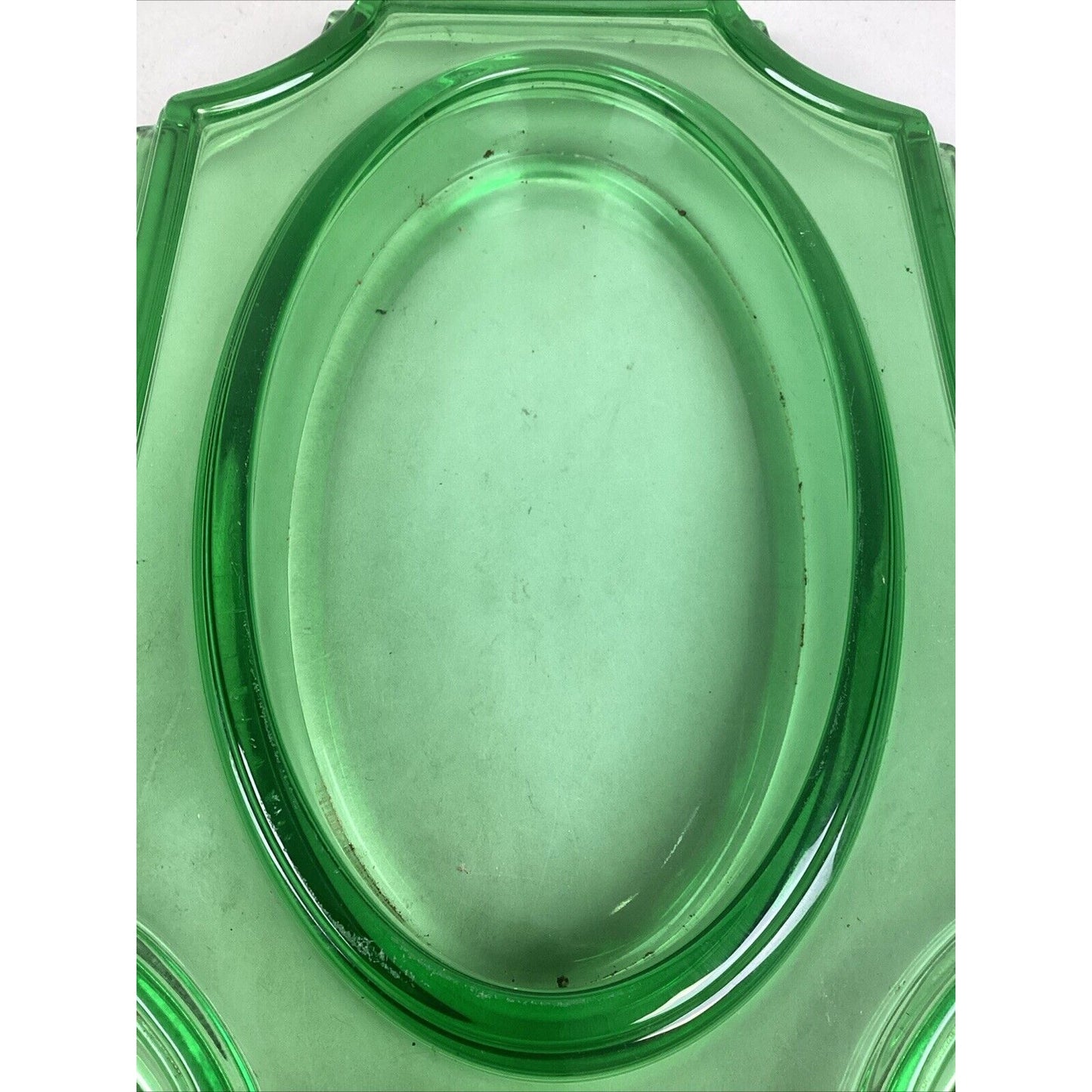 Emerald Green Glass Bread Plate Serving Dish - 13.5”L
