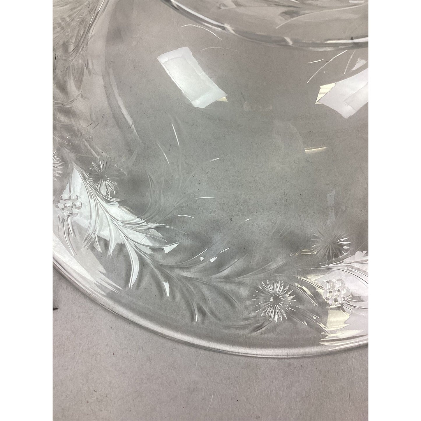 Large Vintage Glass Floral Salad Serving Bowl - 12”D