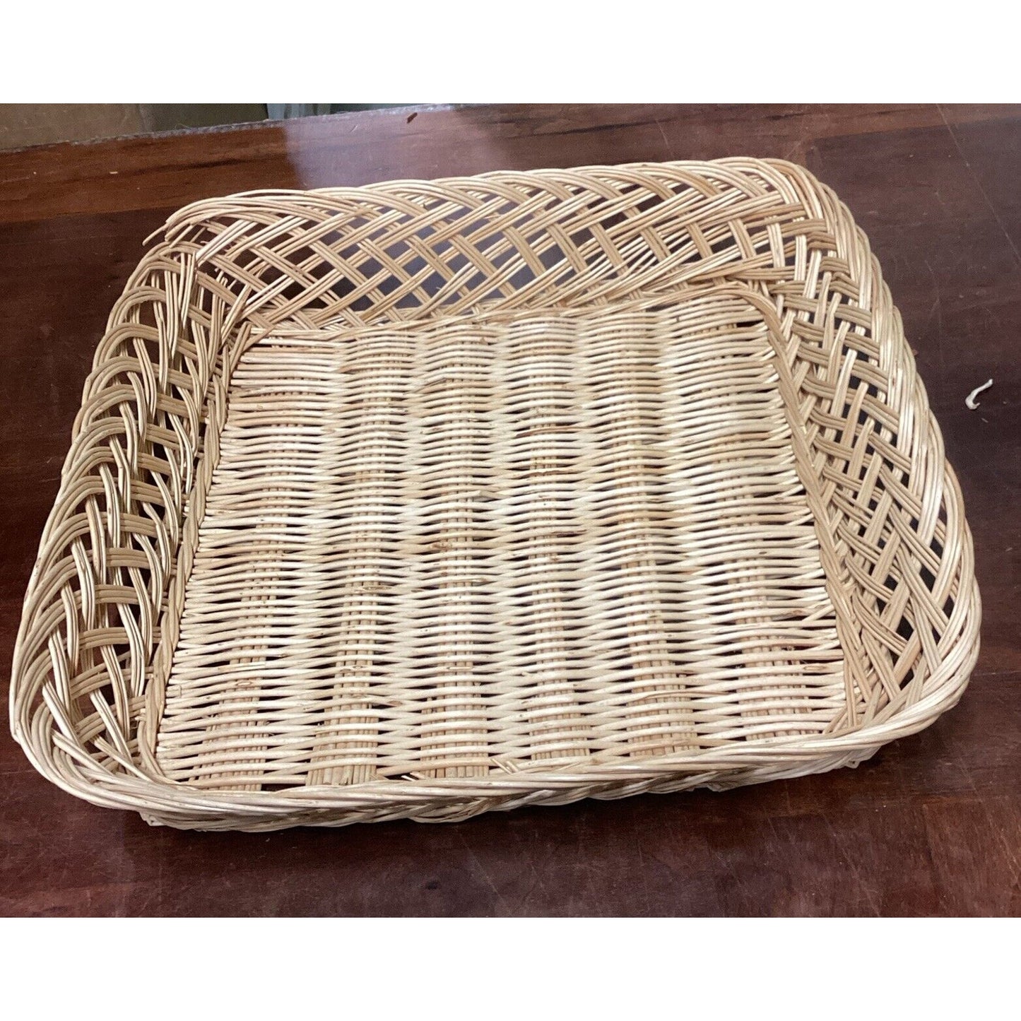 Vintage Wicker Bread Basket - 14.5”D