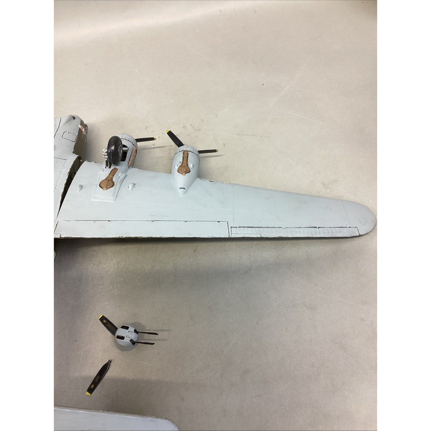 Plastic Military Model Airplane With Pieces - For Repair - 19”Lx26”W