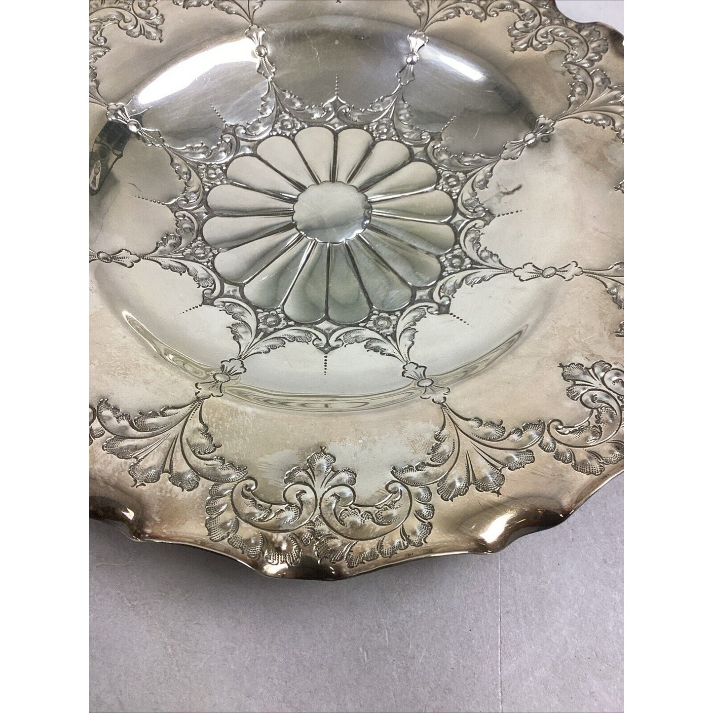 Set Of 2 Antique EPNS Round Dish Plate #6807