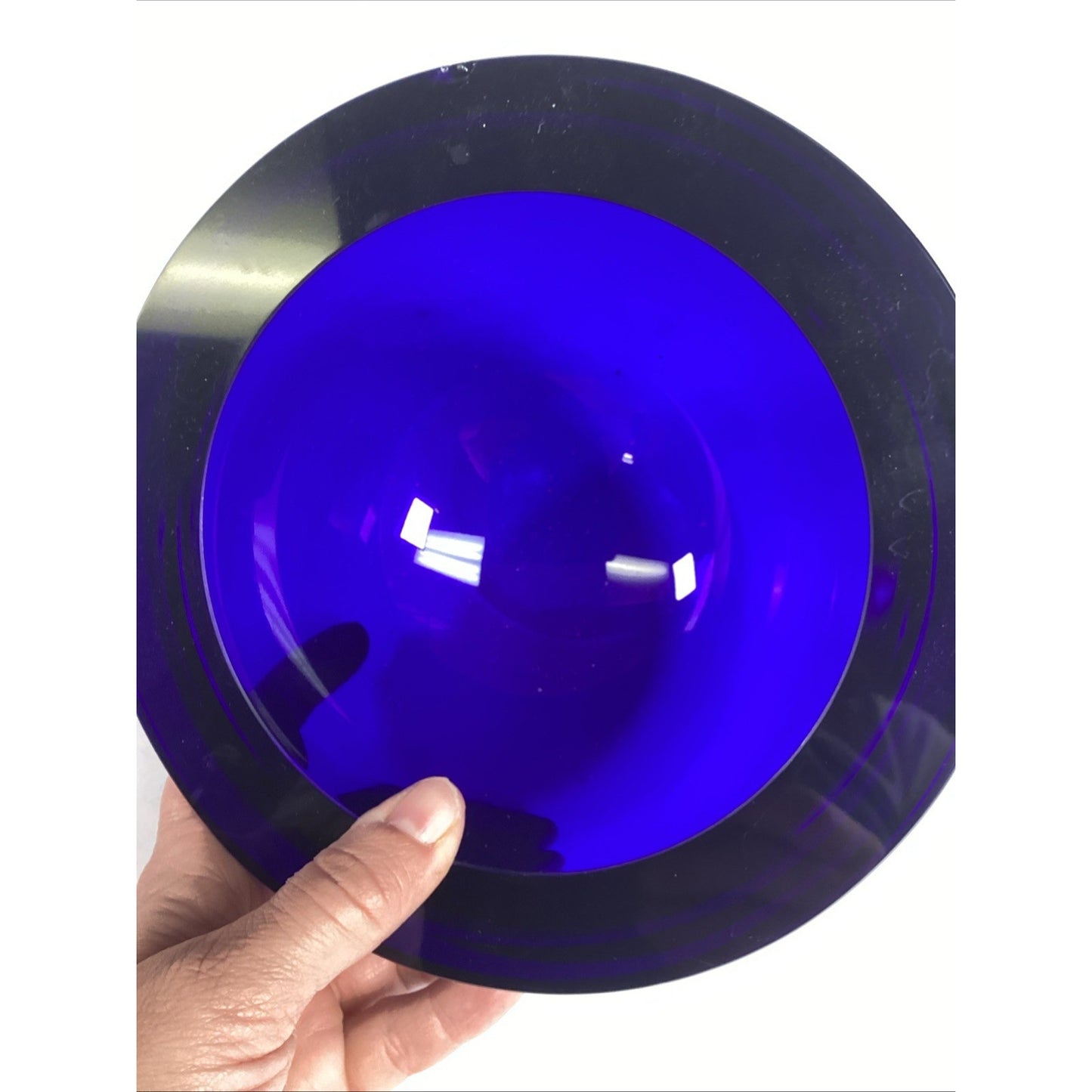 Rare Vintage GUCCI Bowl Cobalt Blue Crystal Art Glass - 3.25x7”D