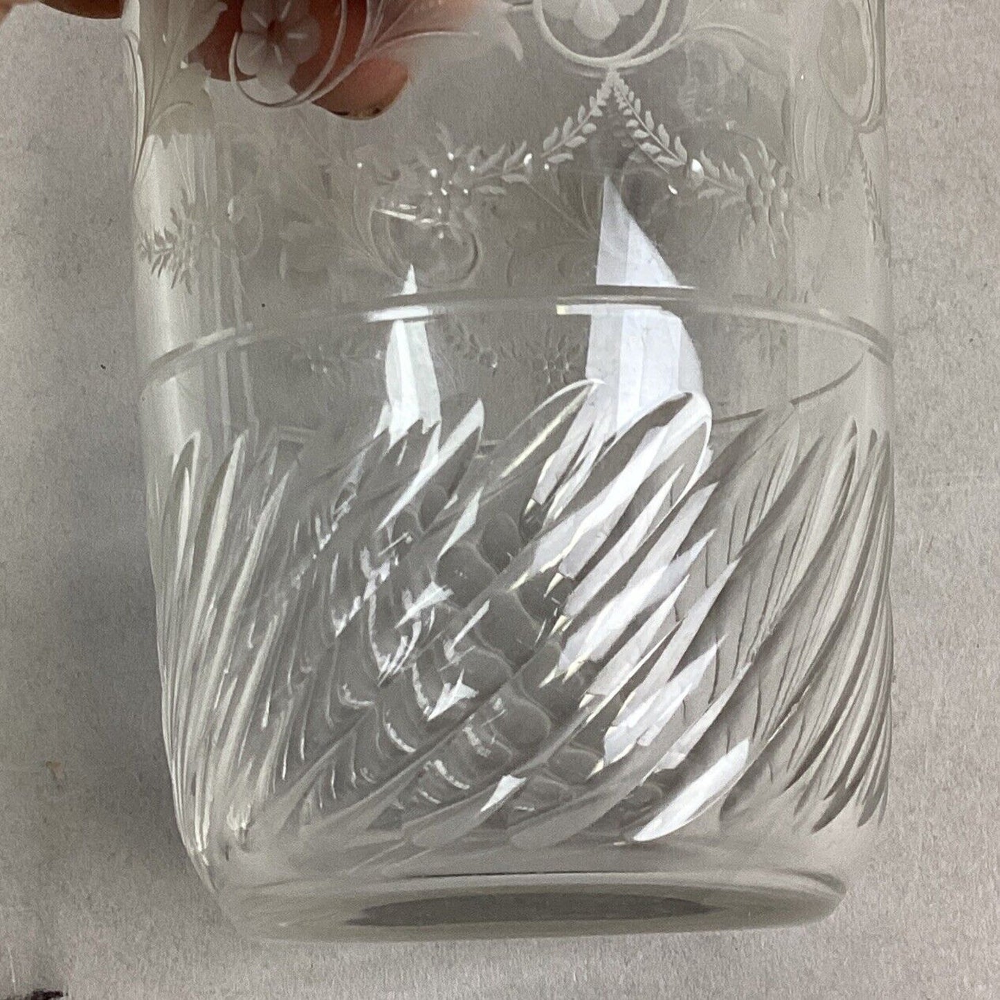 3 Vintage Decorative Glass Tumblers - Etched Glass, Daisy/Buttons & Floral Glass