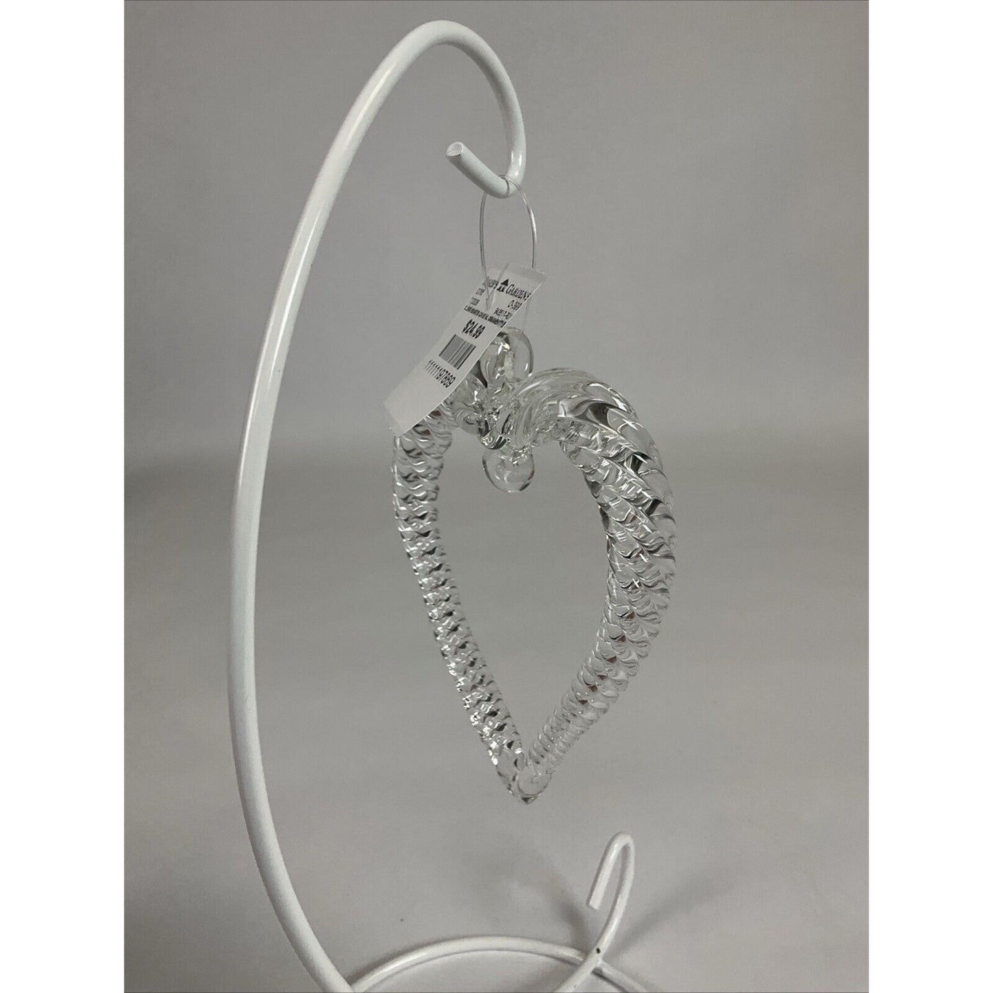 Clear Hearts Crystal Ridged Glass Heart Christmas Ornaments