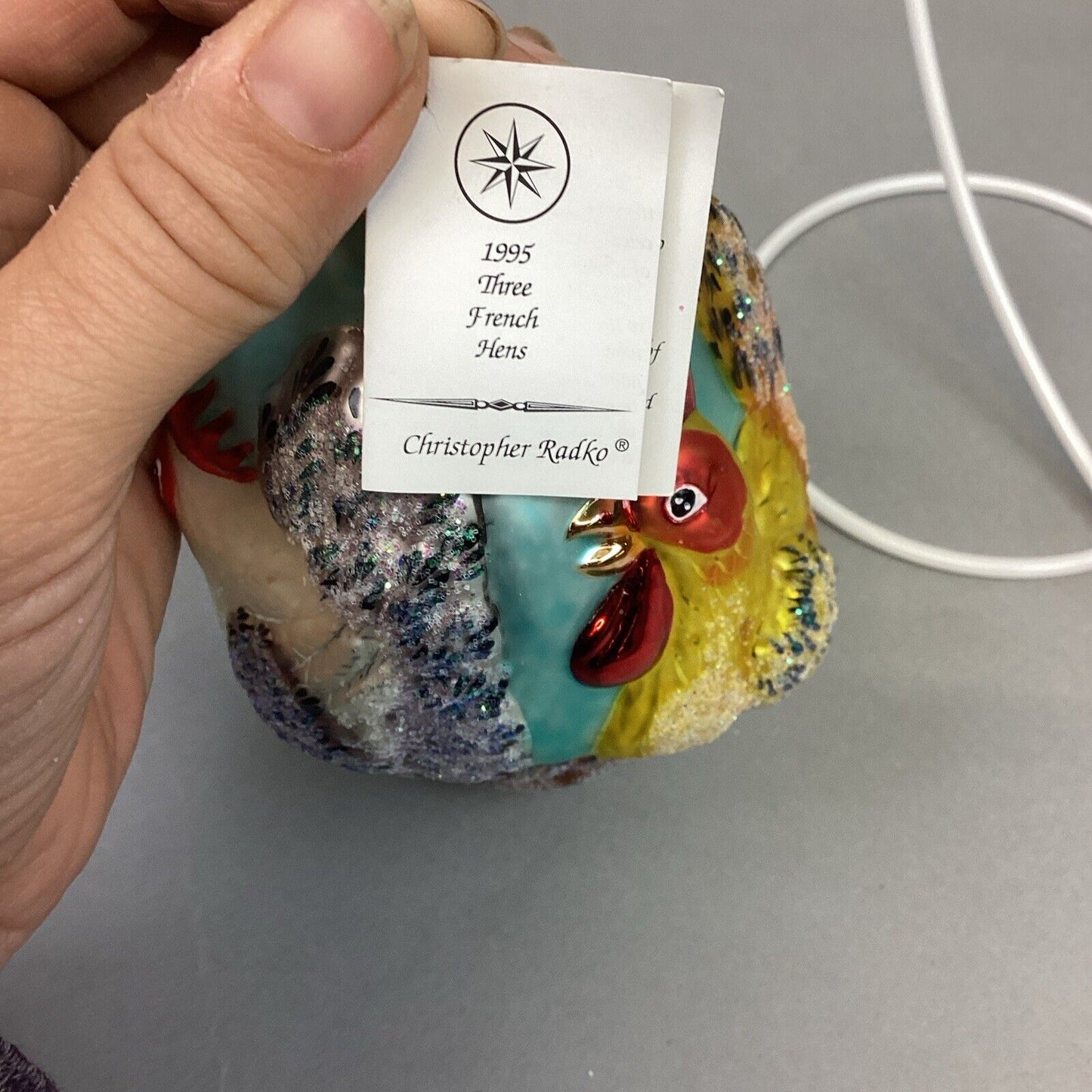 Christopher Radko Three French Hens 12 Days Of Christmas Glass Ornament W/ Tag