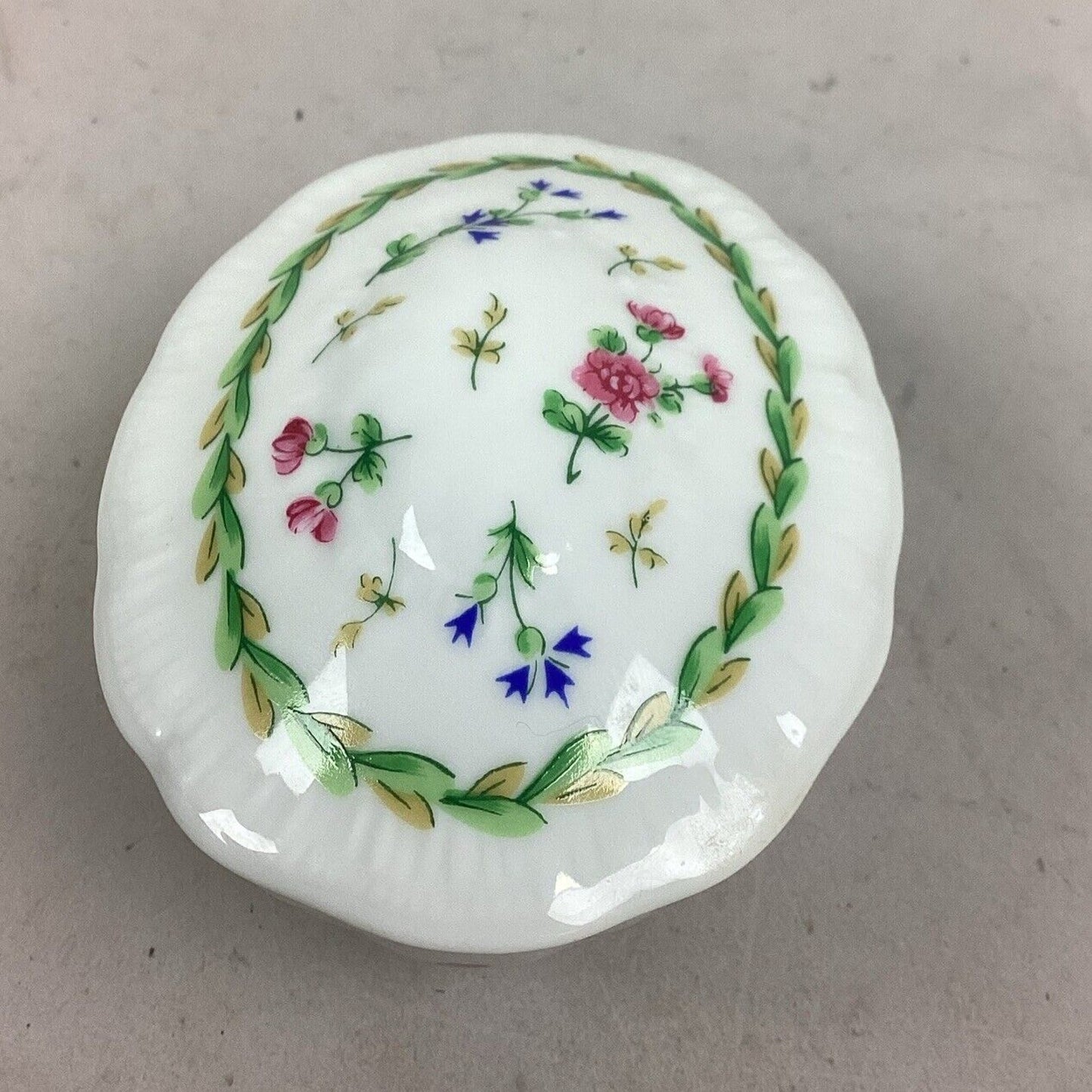 Limoges Porcelain Floral Lidded Trinket Box Candy Dish
