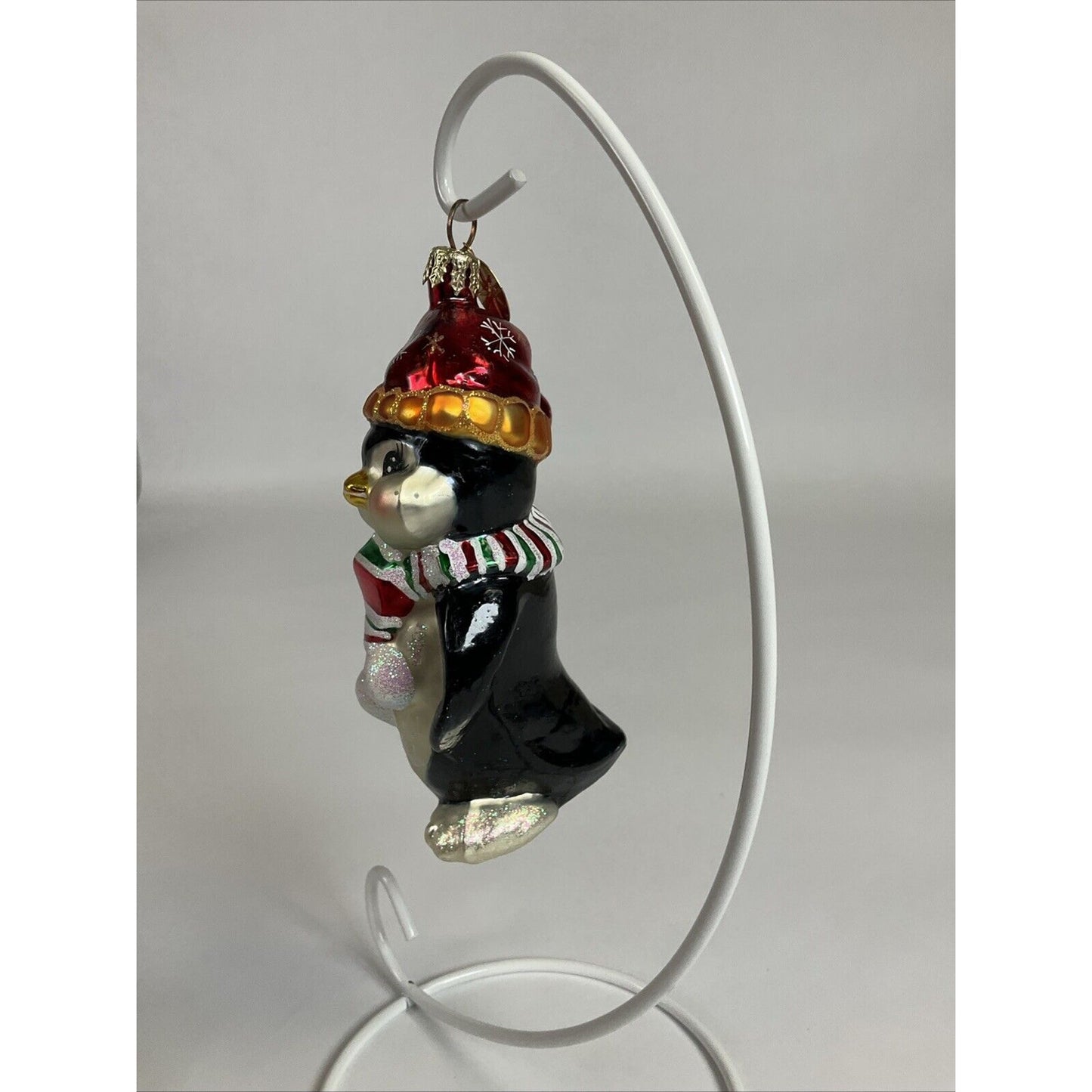 Christopher Radko Let It Snow Penguin Glass Christmas Ornament / Damaged