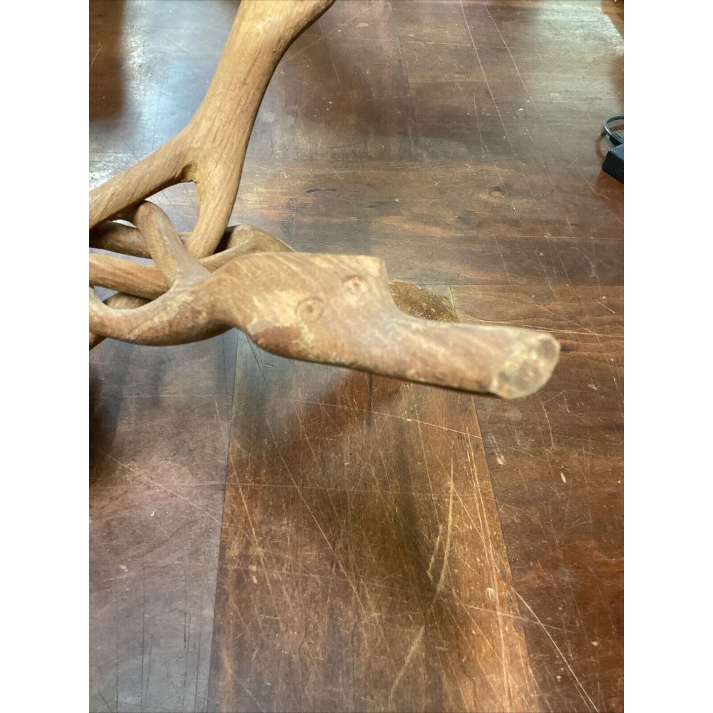 Vtg Hand Carved Wooden Cobra Tripod Stand For Plants Bowls