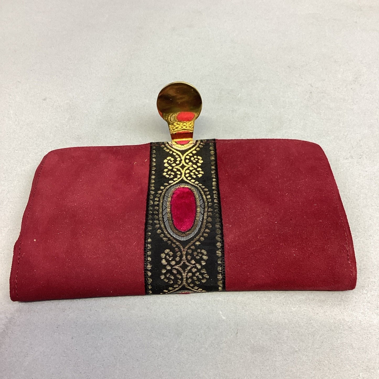 Vintage Women’s Red Suede Wallet - 4 Inner Pockets