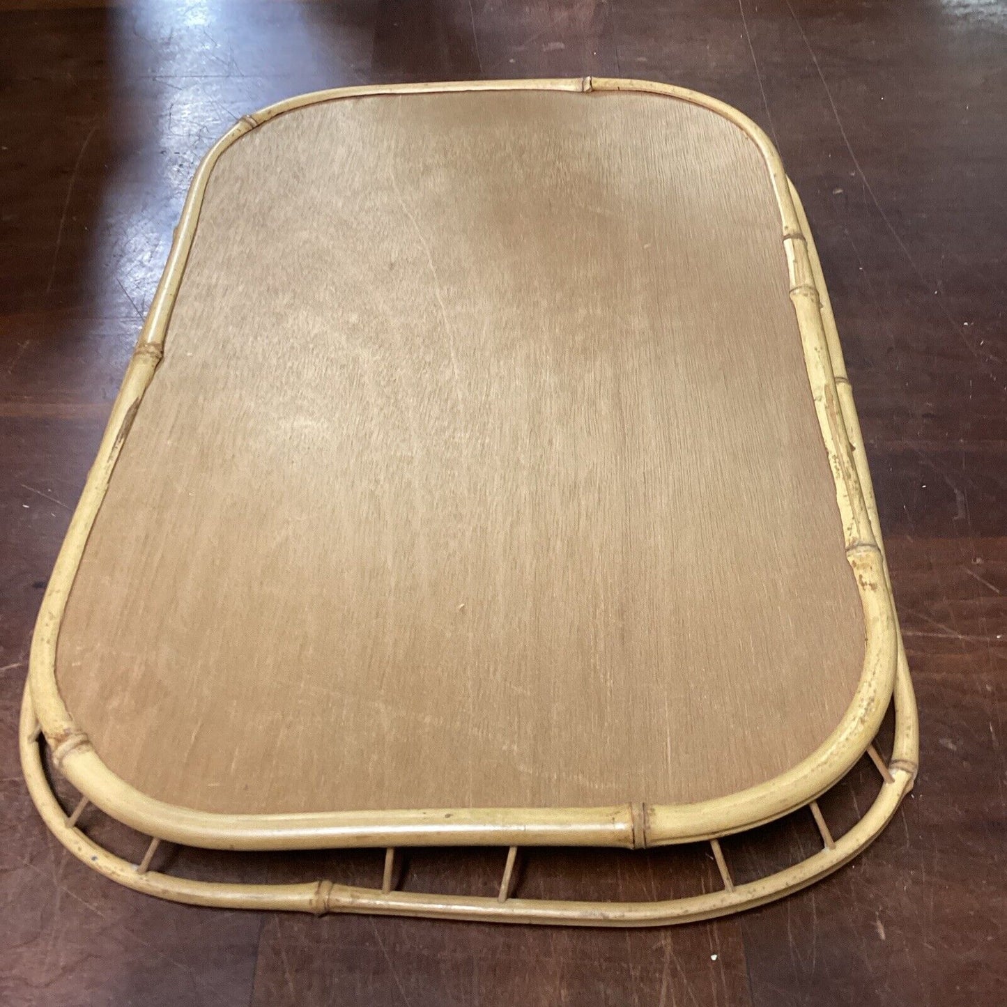 Vintage Woven Bamboo Rattan Wicker Serving Lap Trays Tiki Bar