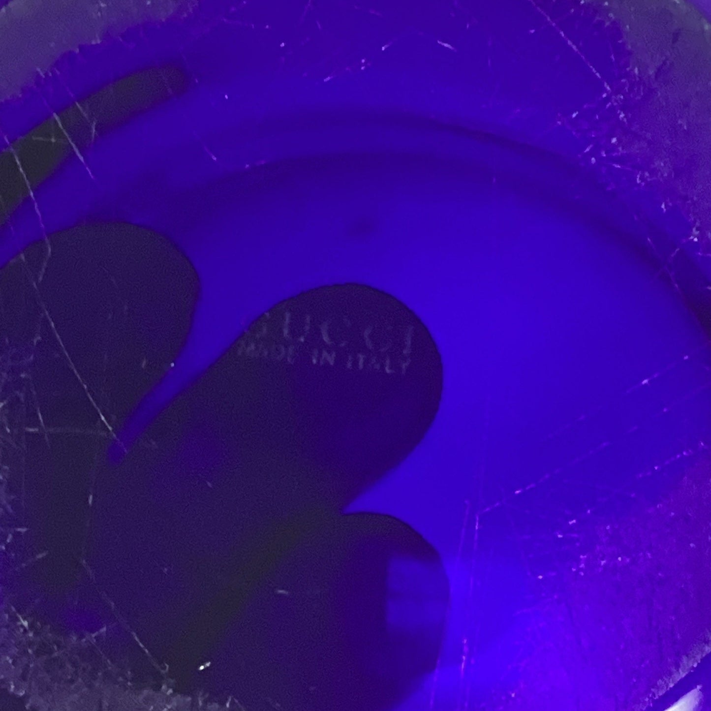 Rare Vintage GUCCI Bowl Cobalt Blue Crystal Art Glass - 3.25x7”D