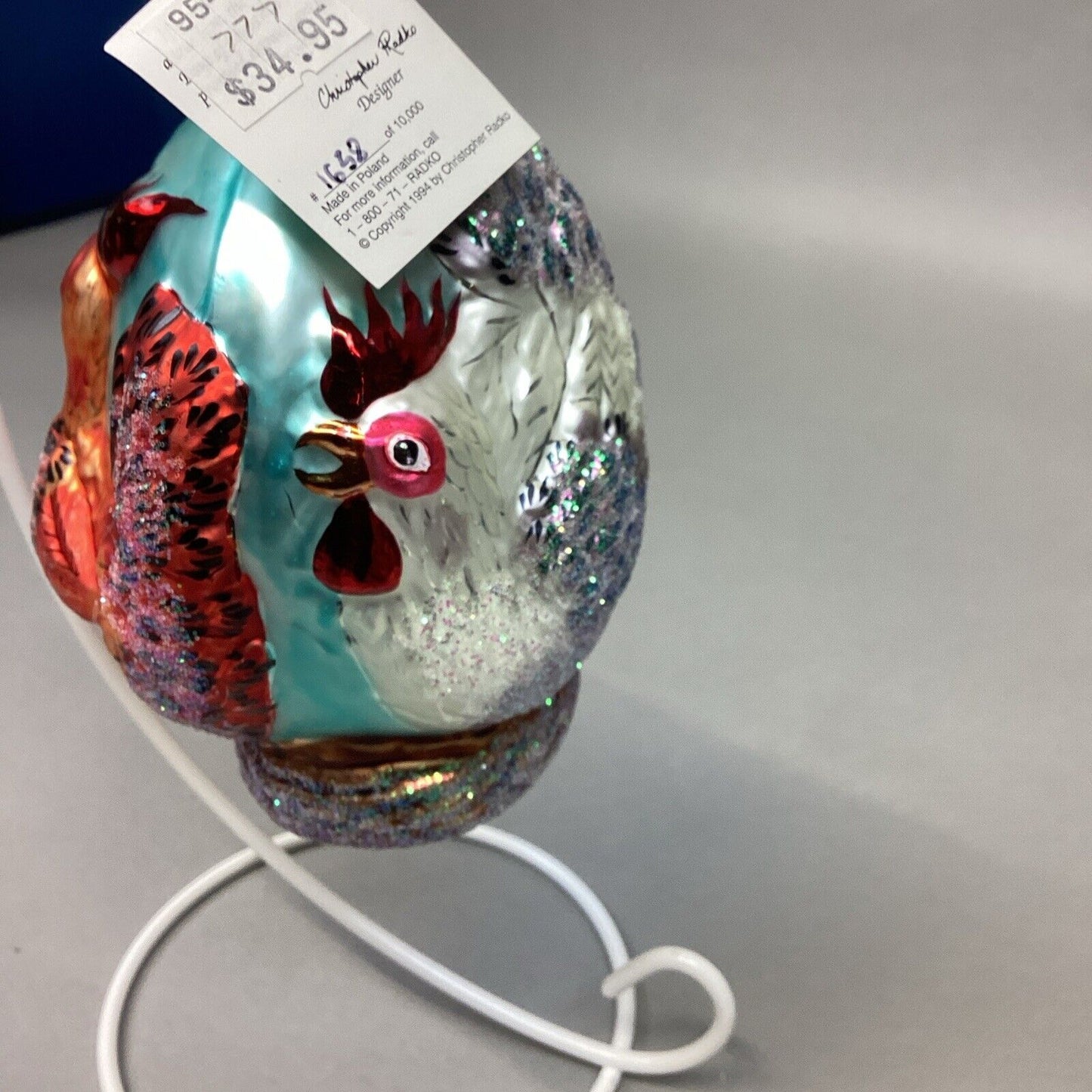 Christopher Radko Three French Hens 12 Days Of Christmas Glass Ornament W/ Tag