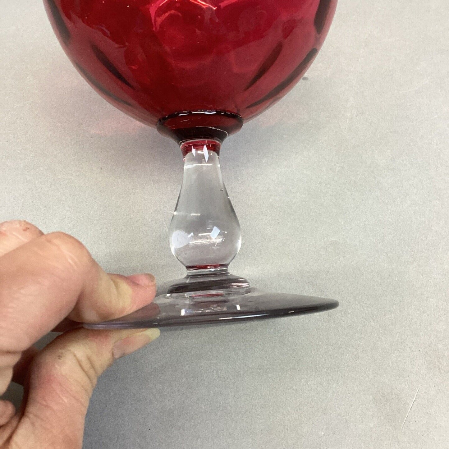 Vintage Glass Cranberry France PV Flower Vase Or Goblet - 6.5”