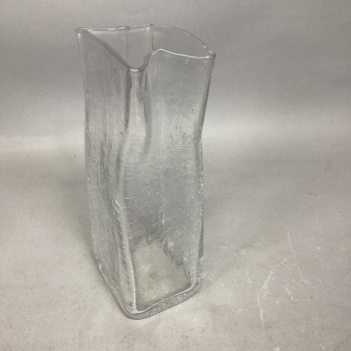 Hand Blown Crackled Glass Vase - 8.75”H