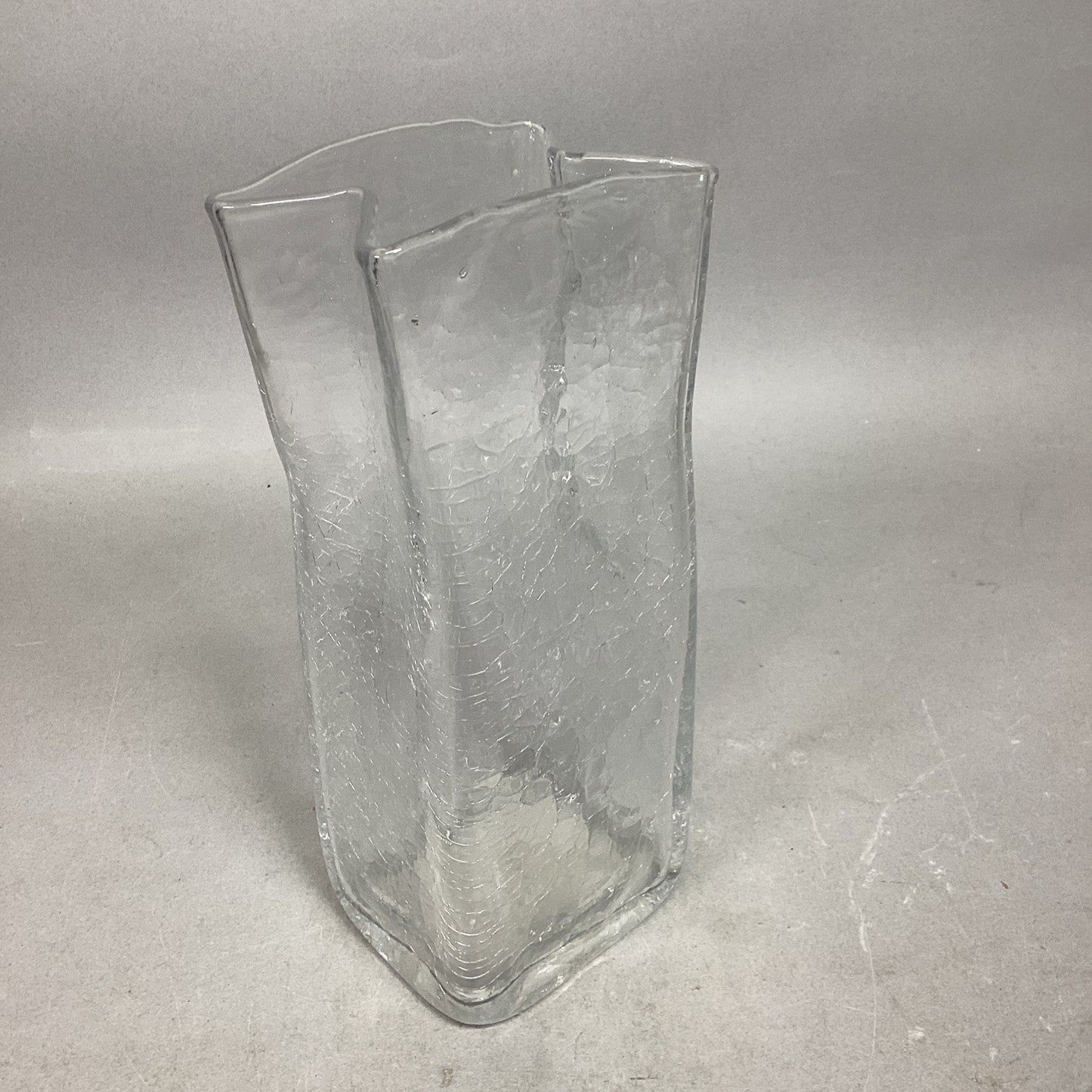 Hand Blown Crackled Glass Vase - 8.75”H