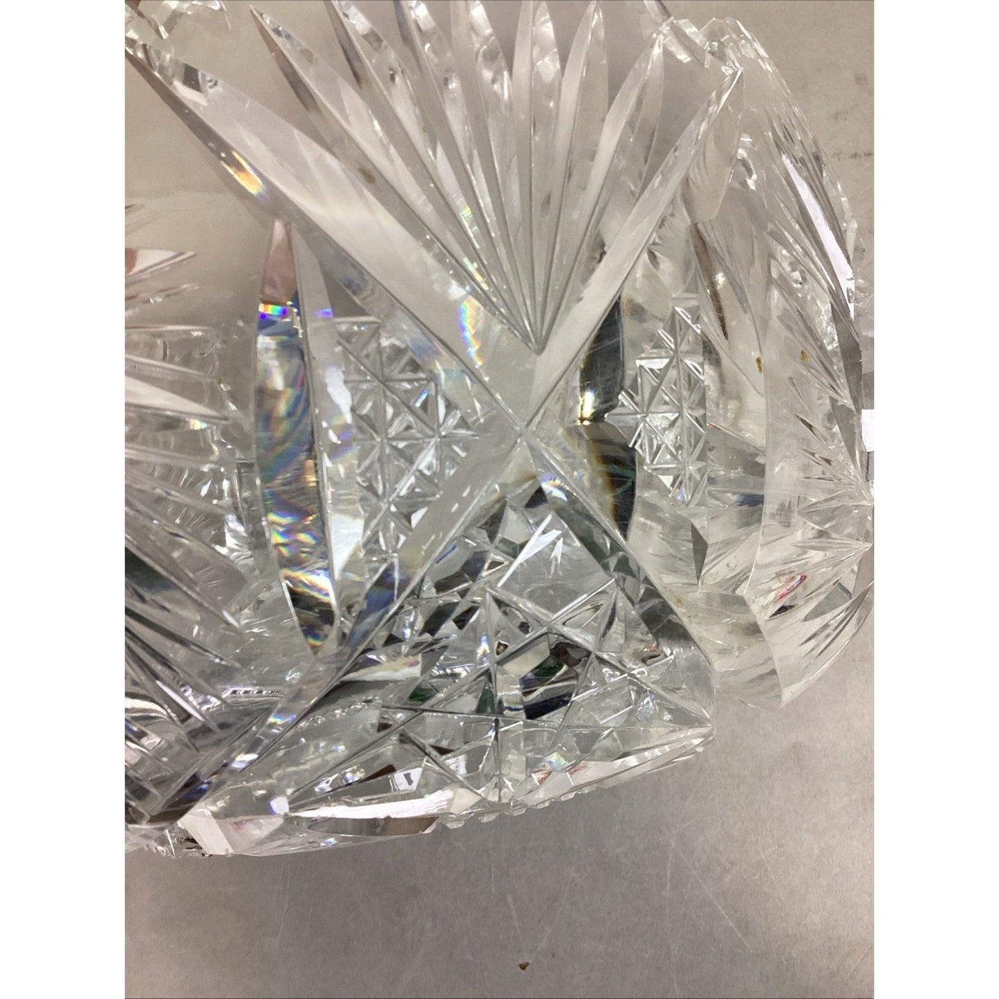 Vintage Large Heavy Cut Glass Bowl - 6”Hx9”D