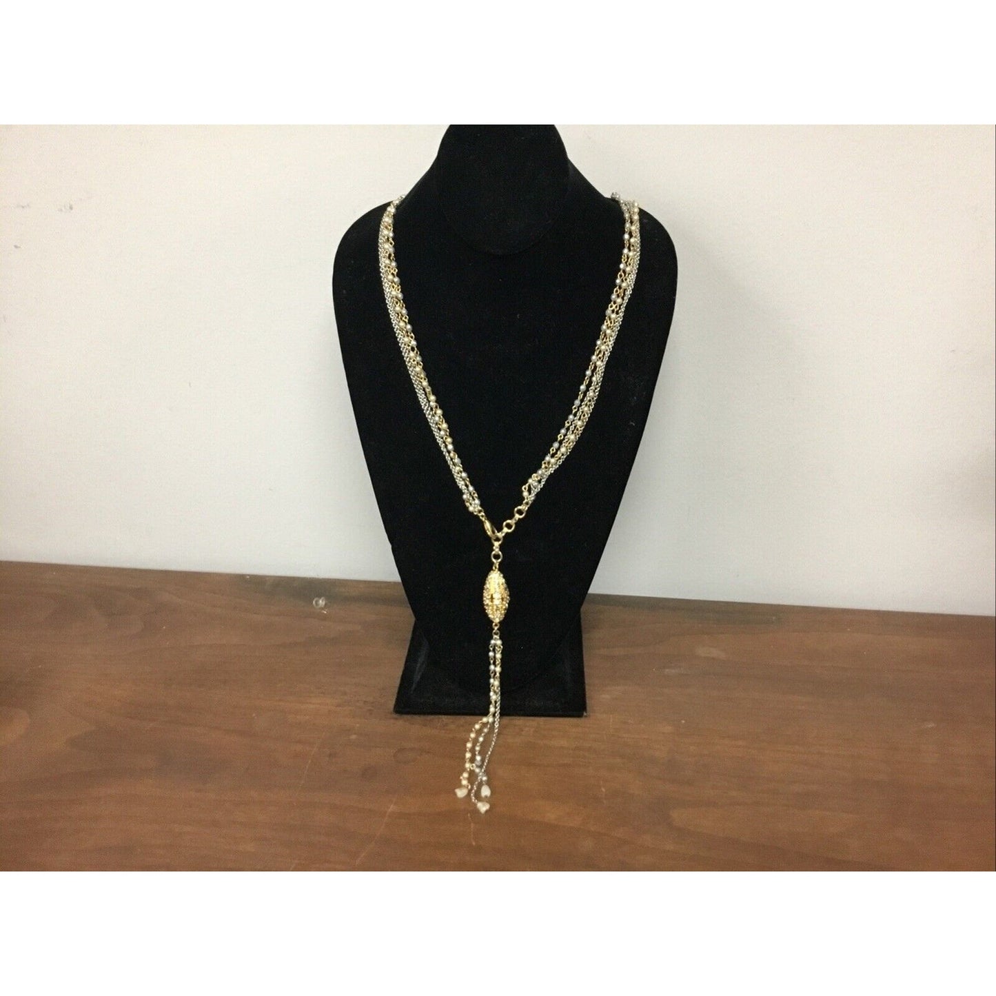 Necklace Chain Gold/Silver Tone Oval Pendant Textured Fashion