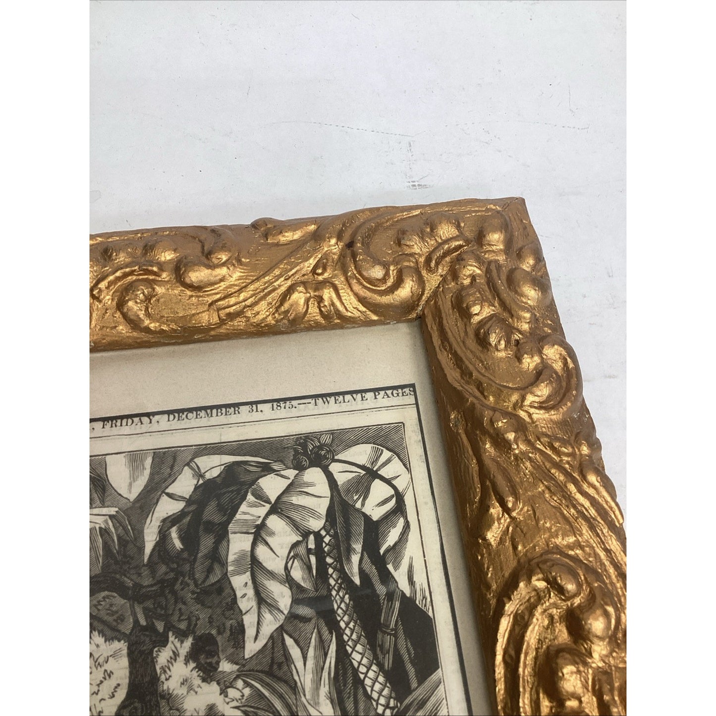 Framed Victorian Style Robinson Crusoe Theatre Poster W/ Ornate Gold Frame