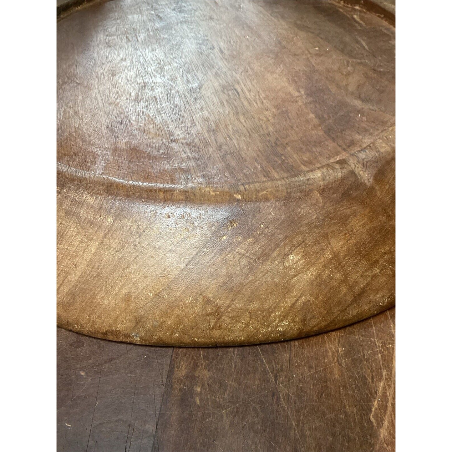 Vintage Solid & Heavy Wooden Decorative Center Table Plate Or Serving Tray -22”D