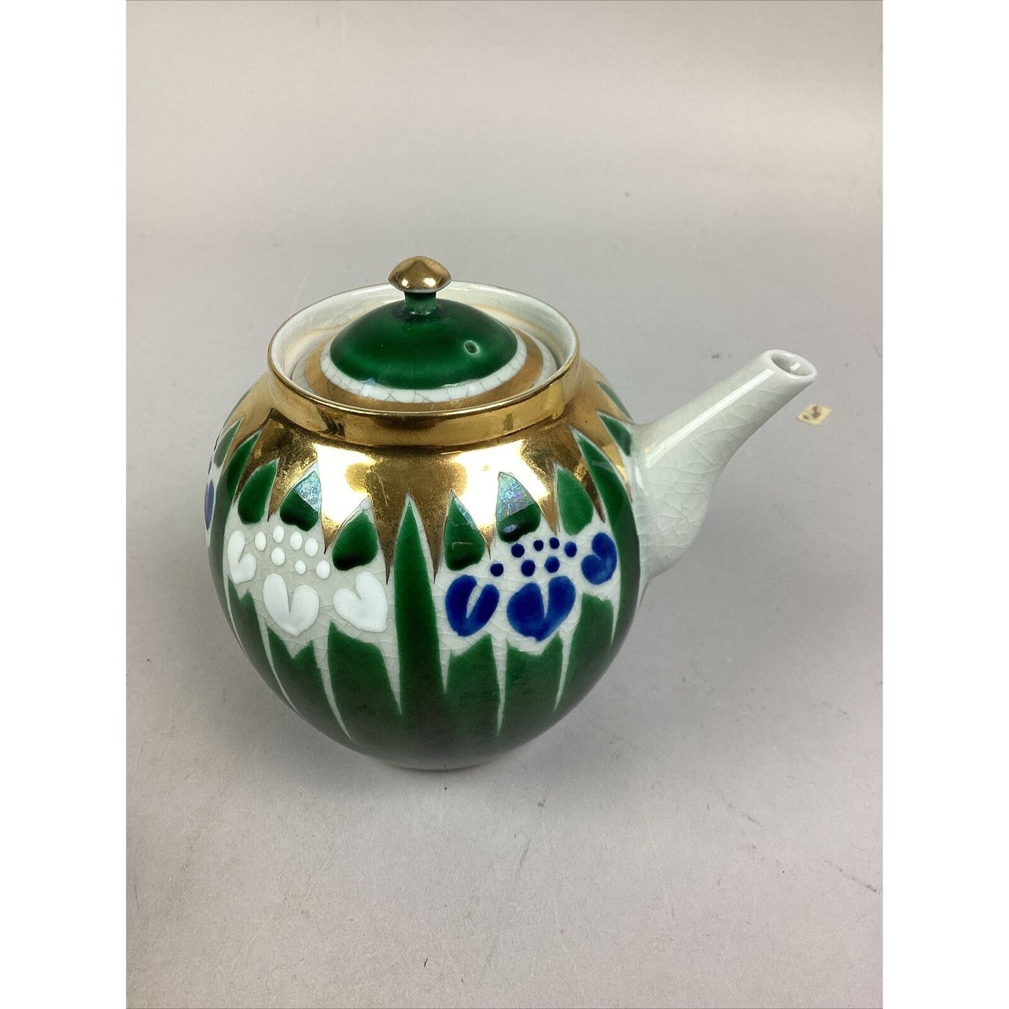 Japanese Kutani Hand Painted Iris With Gold Teapot And Tea Cup Set - Damaged
