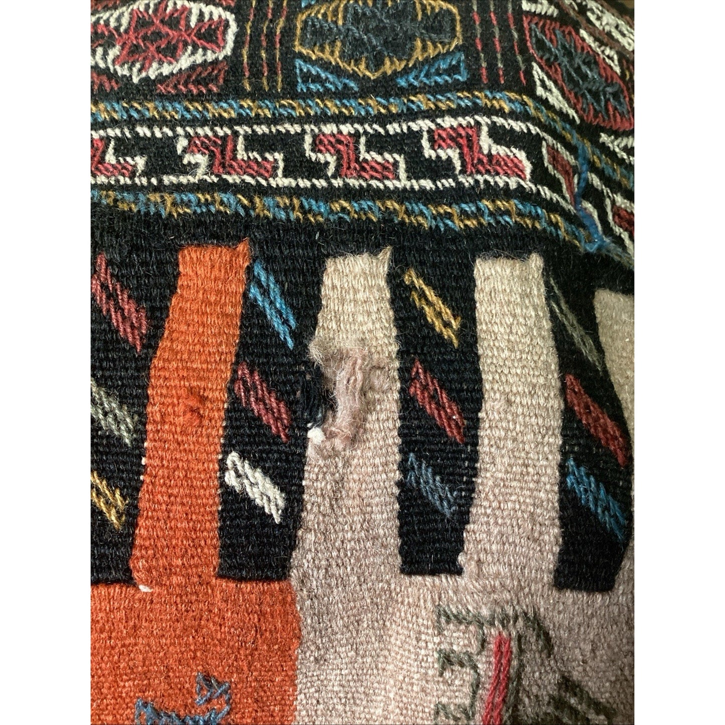 Vintage Handmade Geometric Design Rug - 77x40”